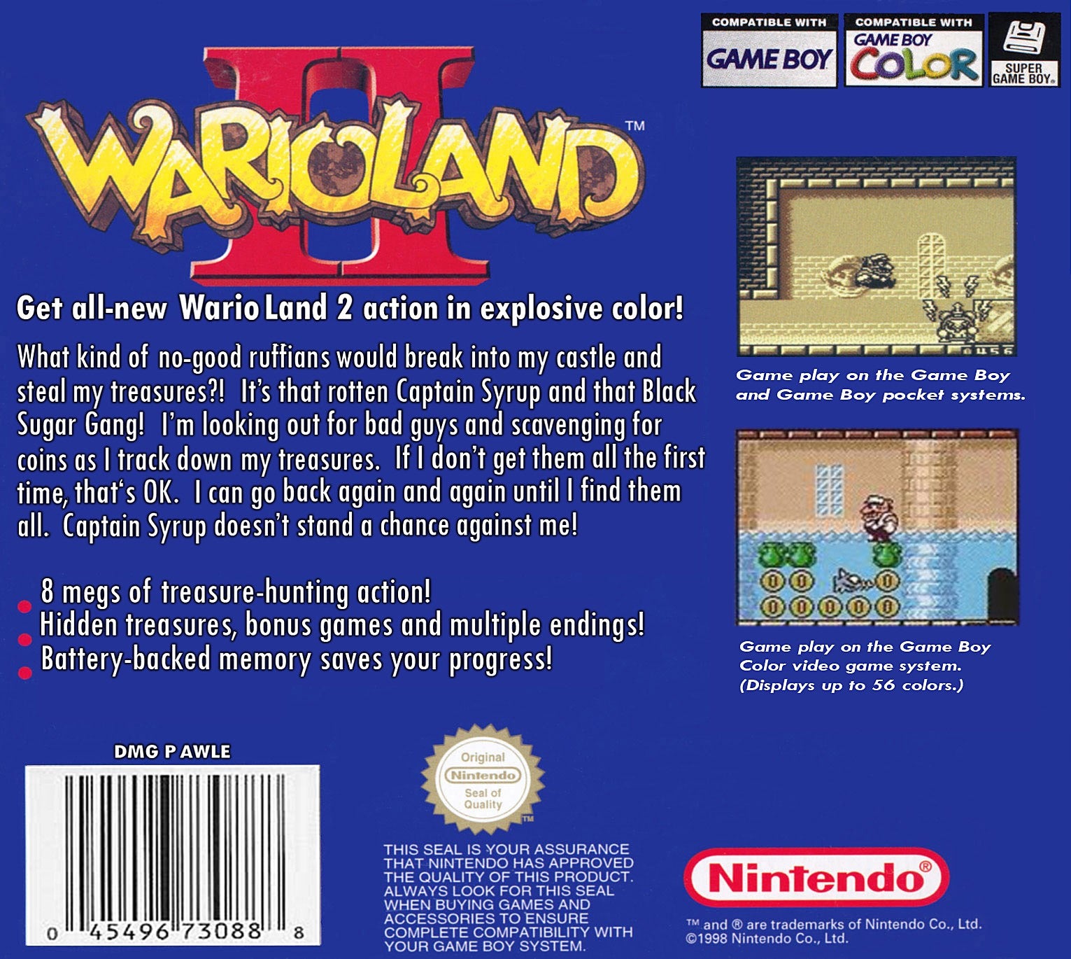 Wario Land 2 II (sku is for both GB & GBC) Game Boy - Video Game - Used - CaveGamers - Image 2