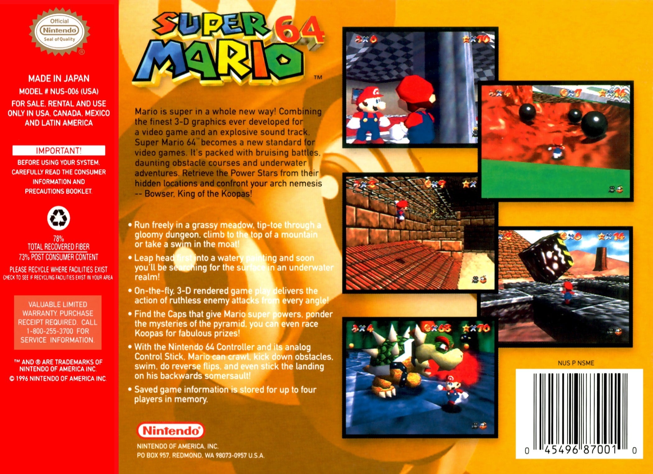 Super Mario 64 N64 - Video Game - Used - CaveGamers - Image 2