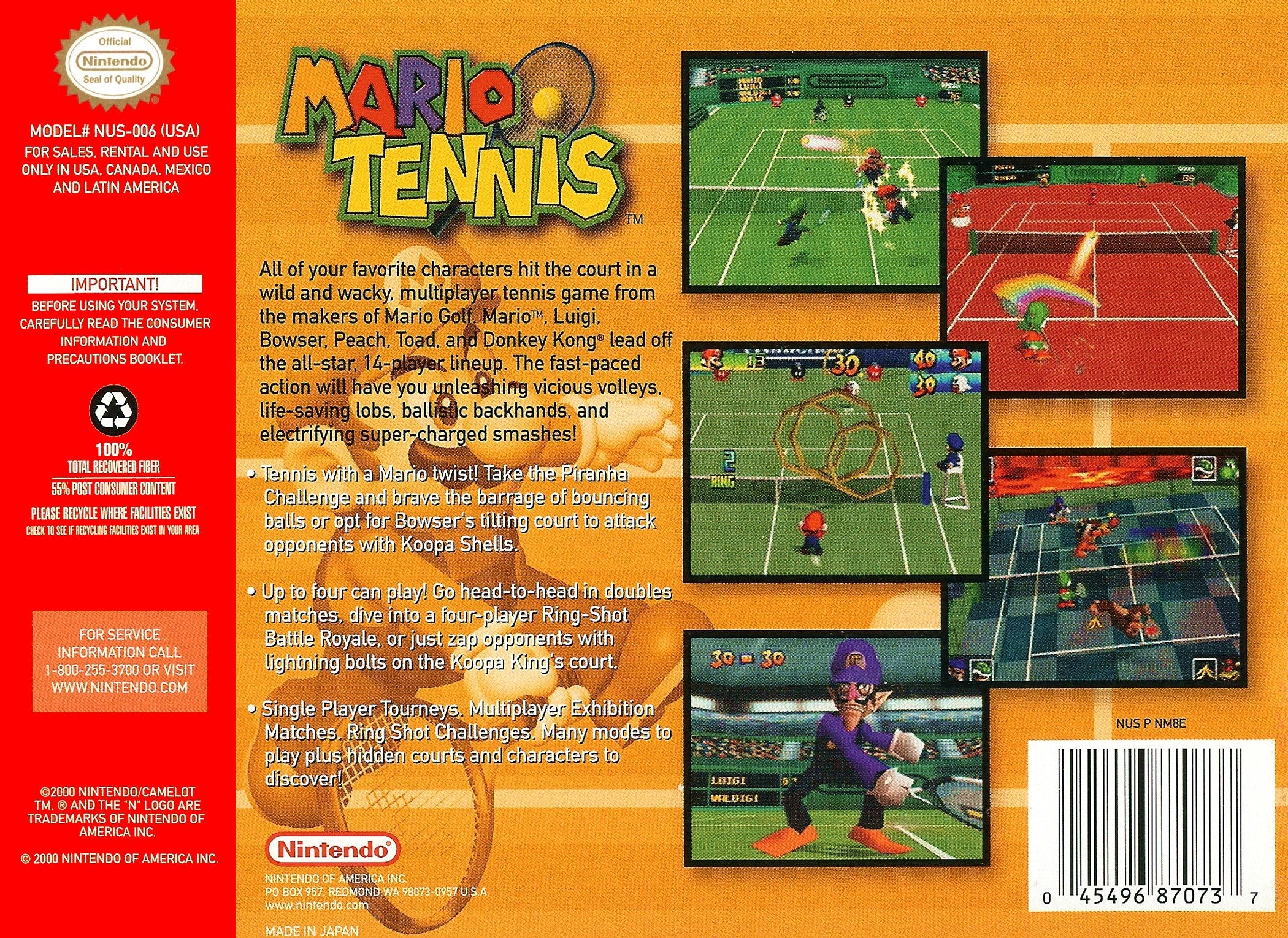 Mario Tennis N64 - Video Game - Used - CaveGamers - Image 2
