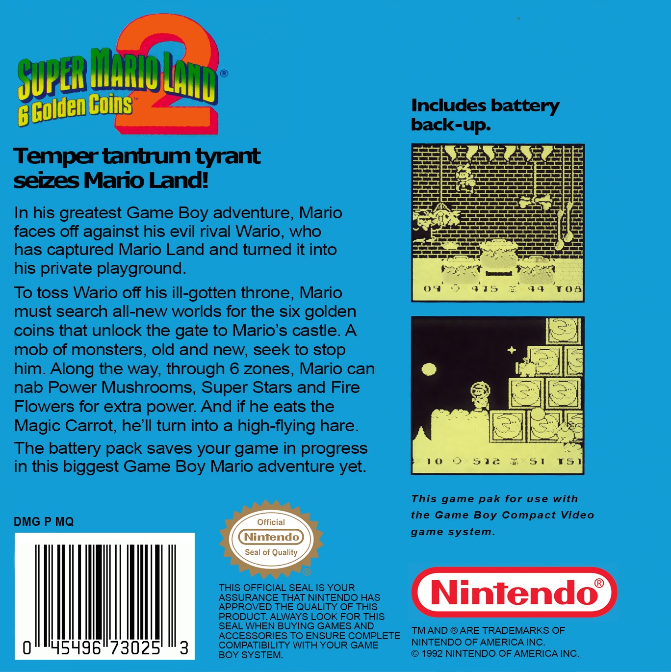 Super Mario Land 2: 6 Golden Coins Game Boy - Video Game - Used - CaveGamers - Image 2