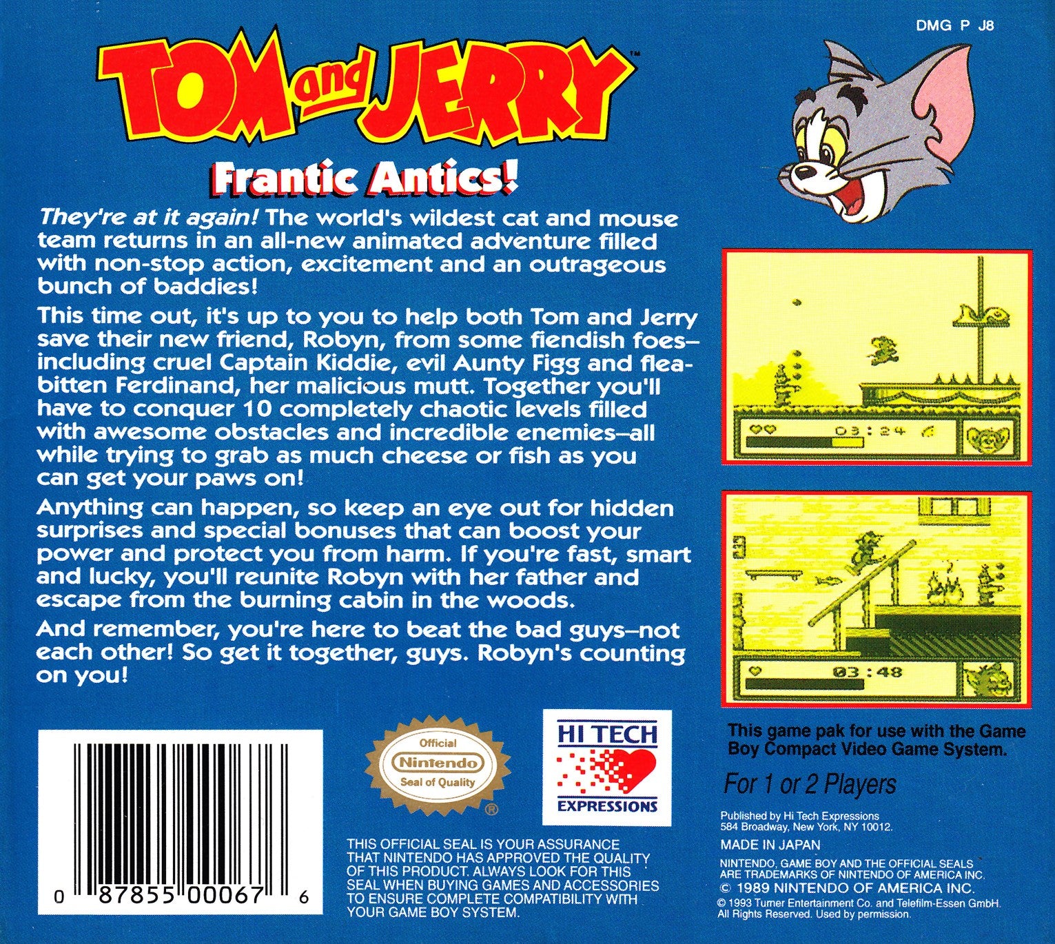 Tom and Jerry: Frantic Antics! Game Boy - Video Game - Used - CaveGamers - Image 2