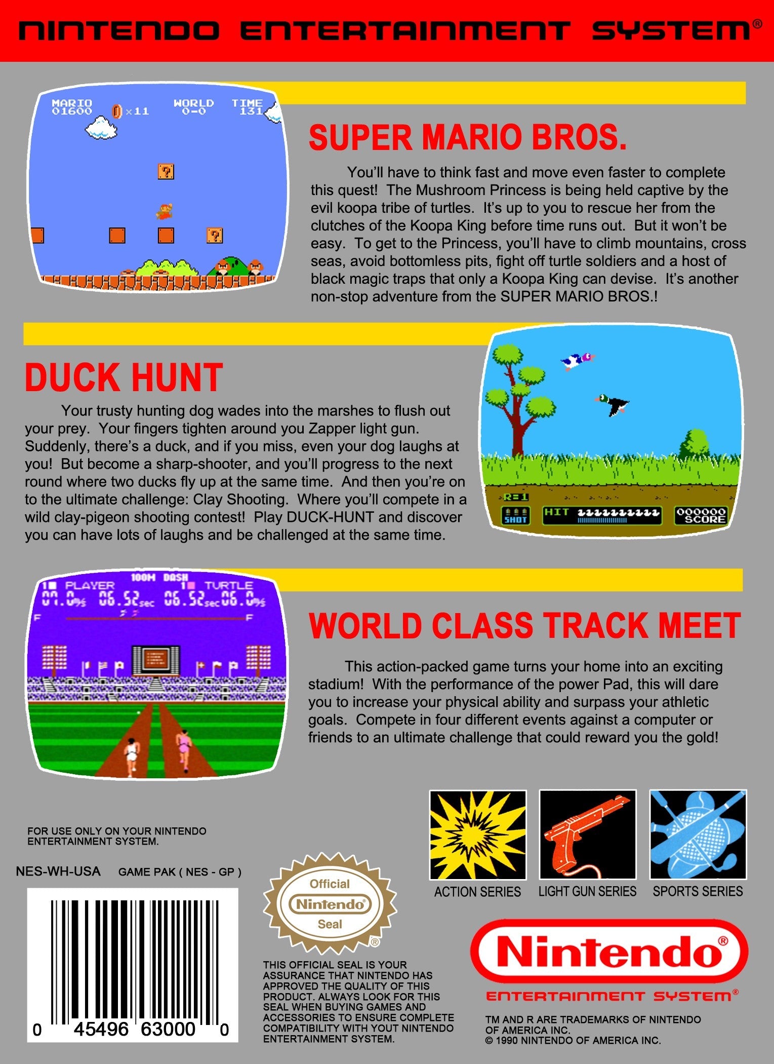 Super Mario Bros. / Duck Hunt / World Class Track Meet NES - Video Game - Used - CaveGamers - Image 2