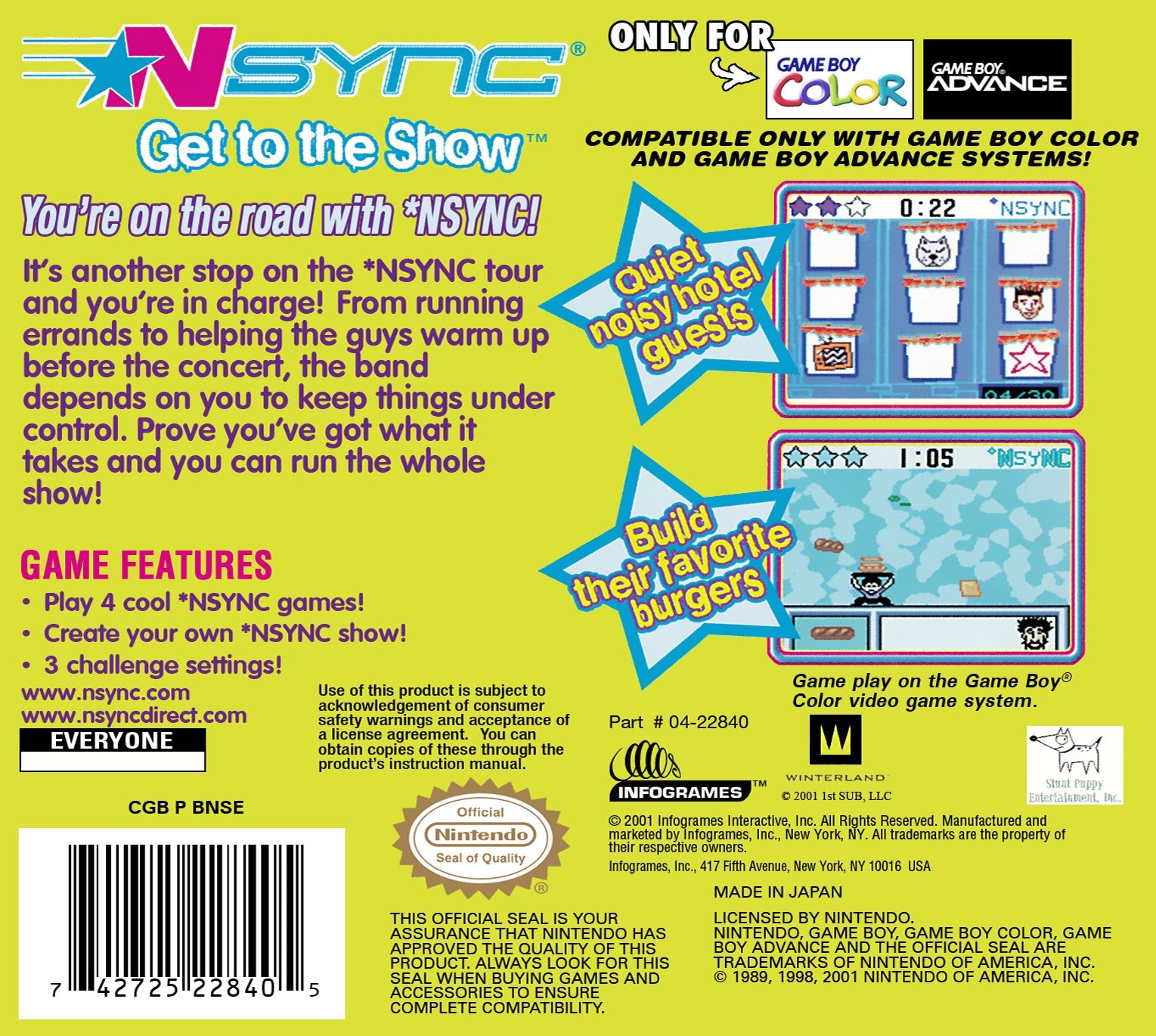 NSYNC Get to the Show Game Boy Color - Video Game - Used - CaveGamers - Image 2