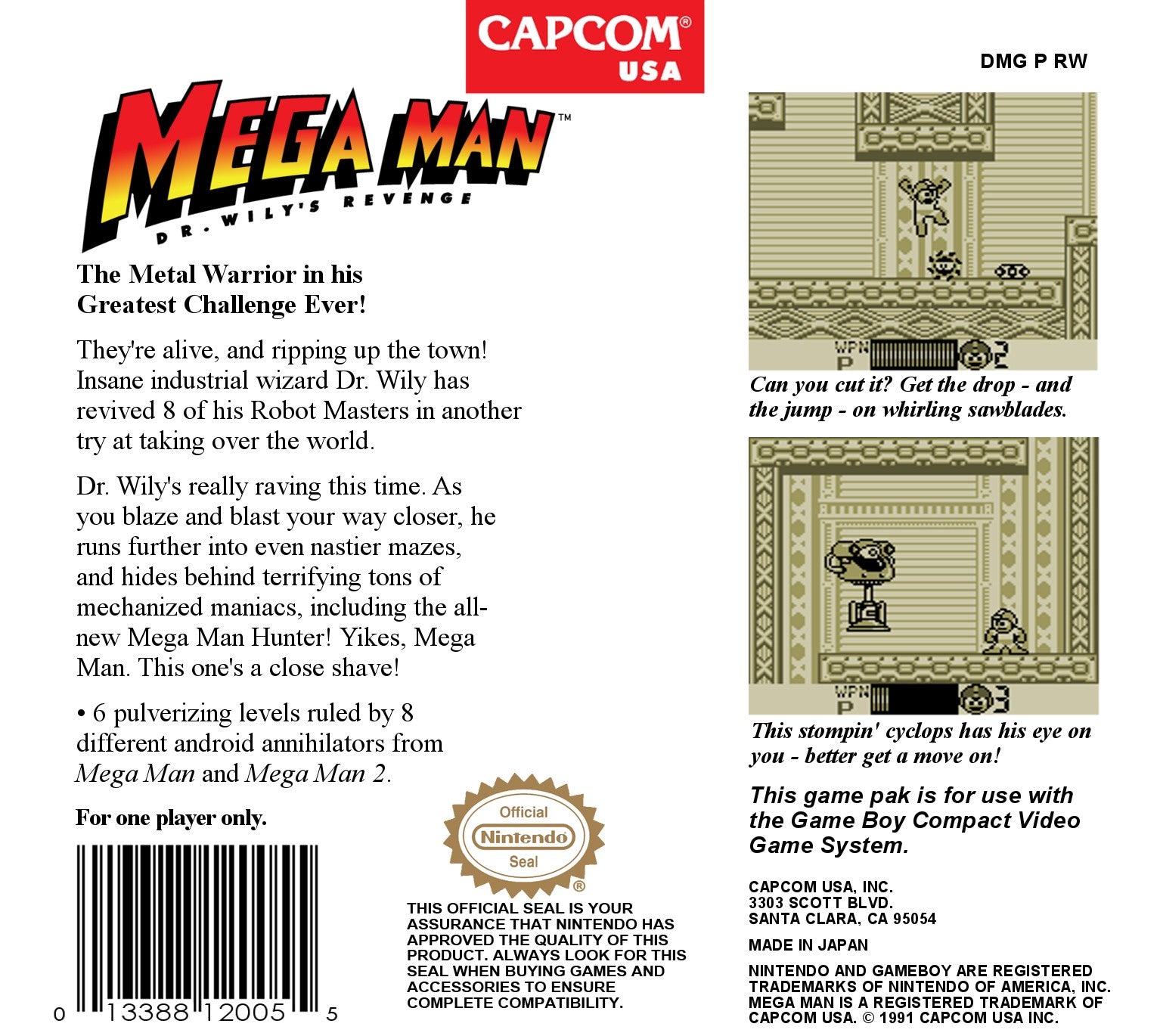 Mega Man: Dr. Wily's Revenge Game Boy - Video Game - Used - CaveGamers - Image 2