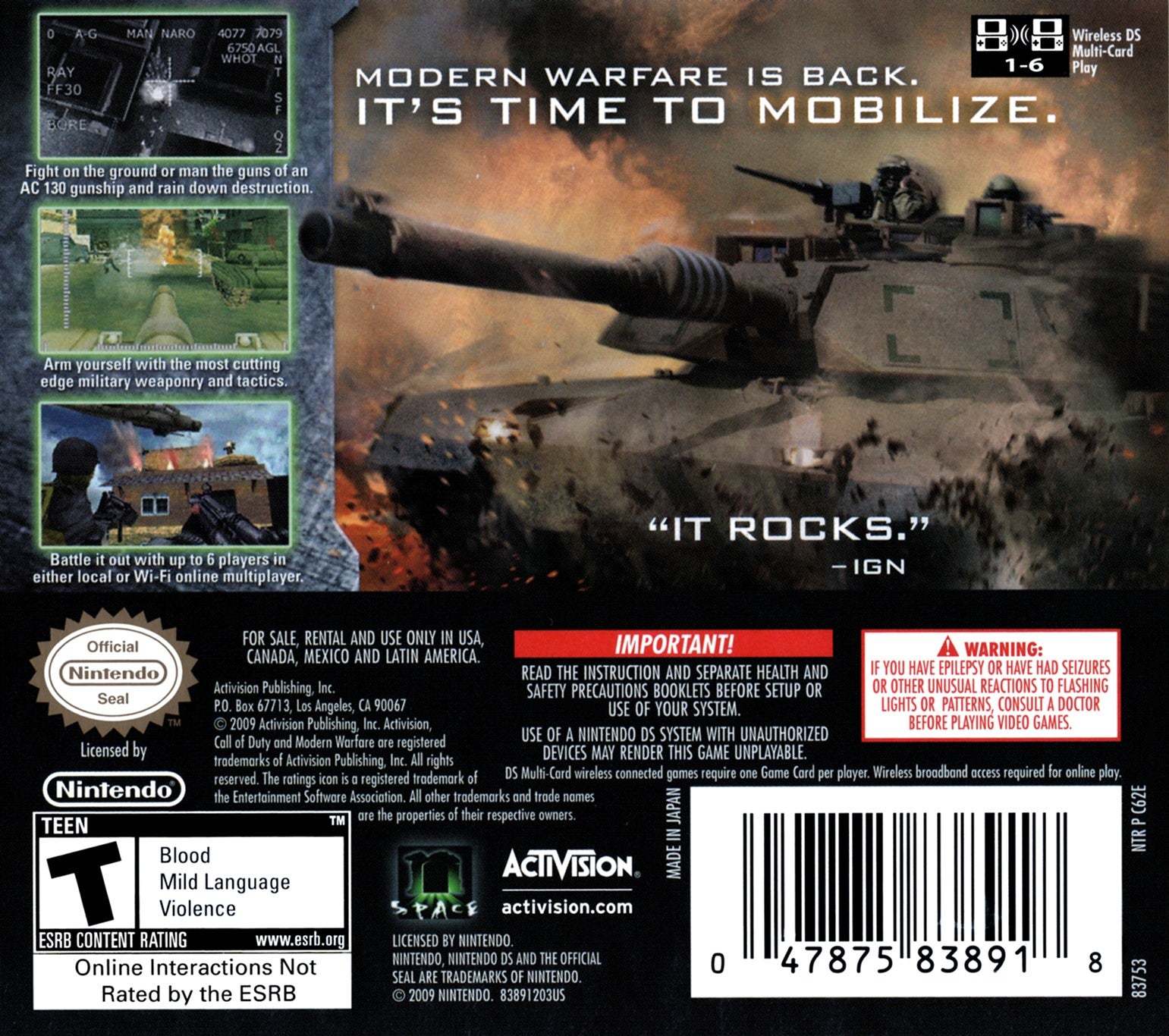 Call of Duty: Modern Warfare: Mobilized DS - Video Game - Used - CaveGamers - Image 2