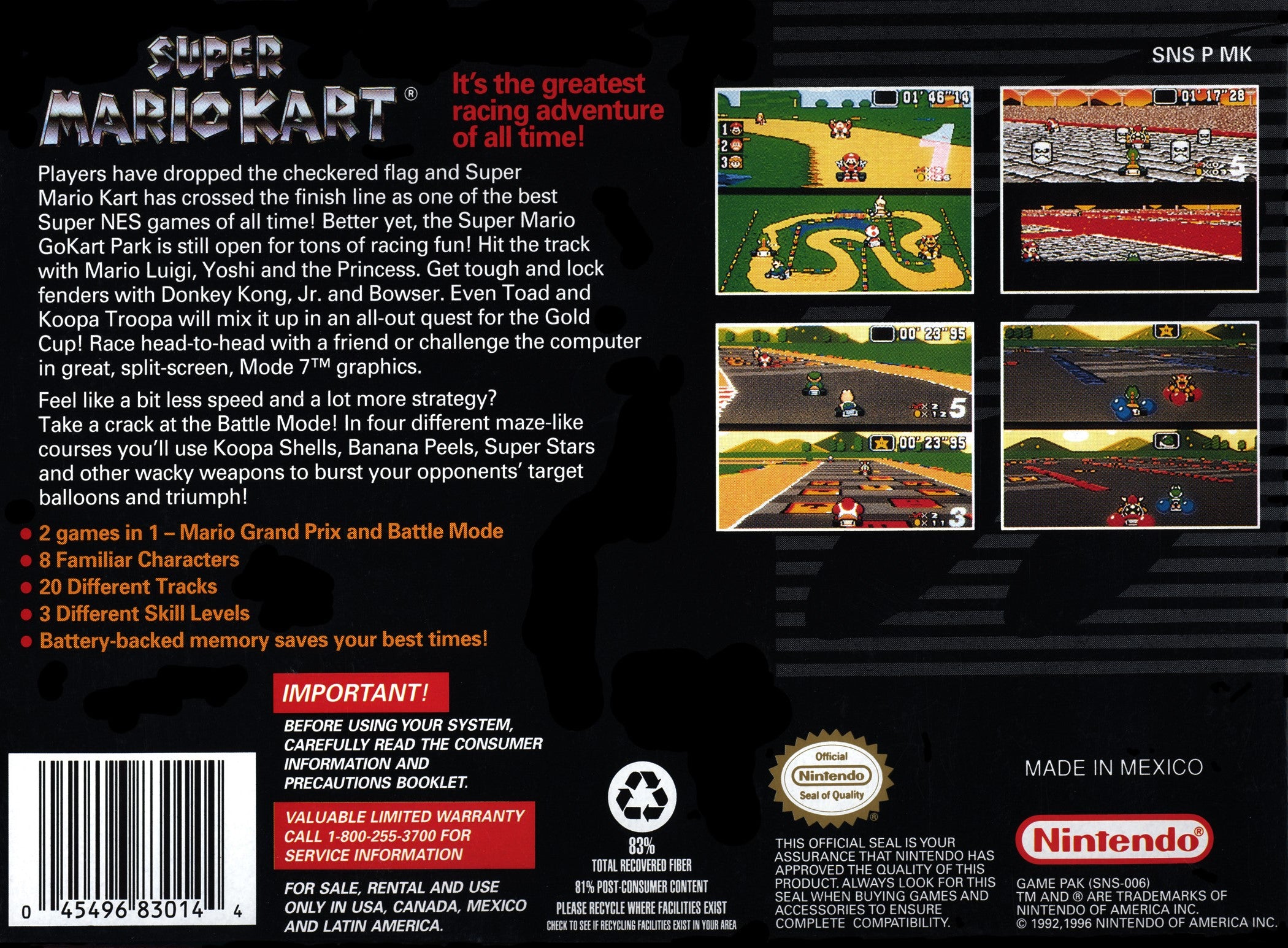 Super Mario Kart SNES - Video Game - Used - CaveGamers - Image 2