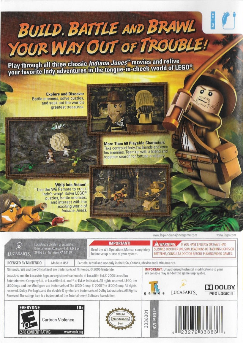 Lego Indiana Jones: The Original Adventures Wii - Video Game - Used - CaveGamers - Image 2