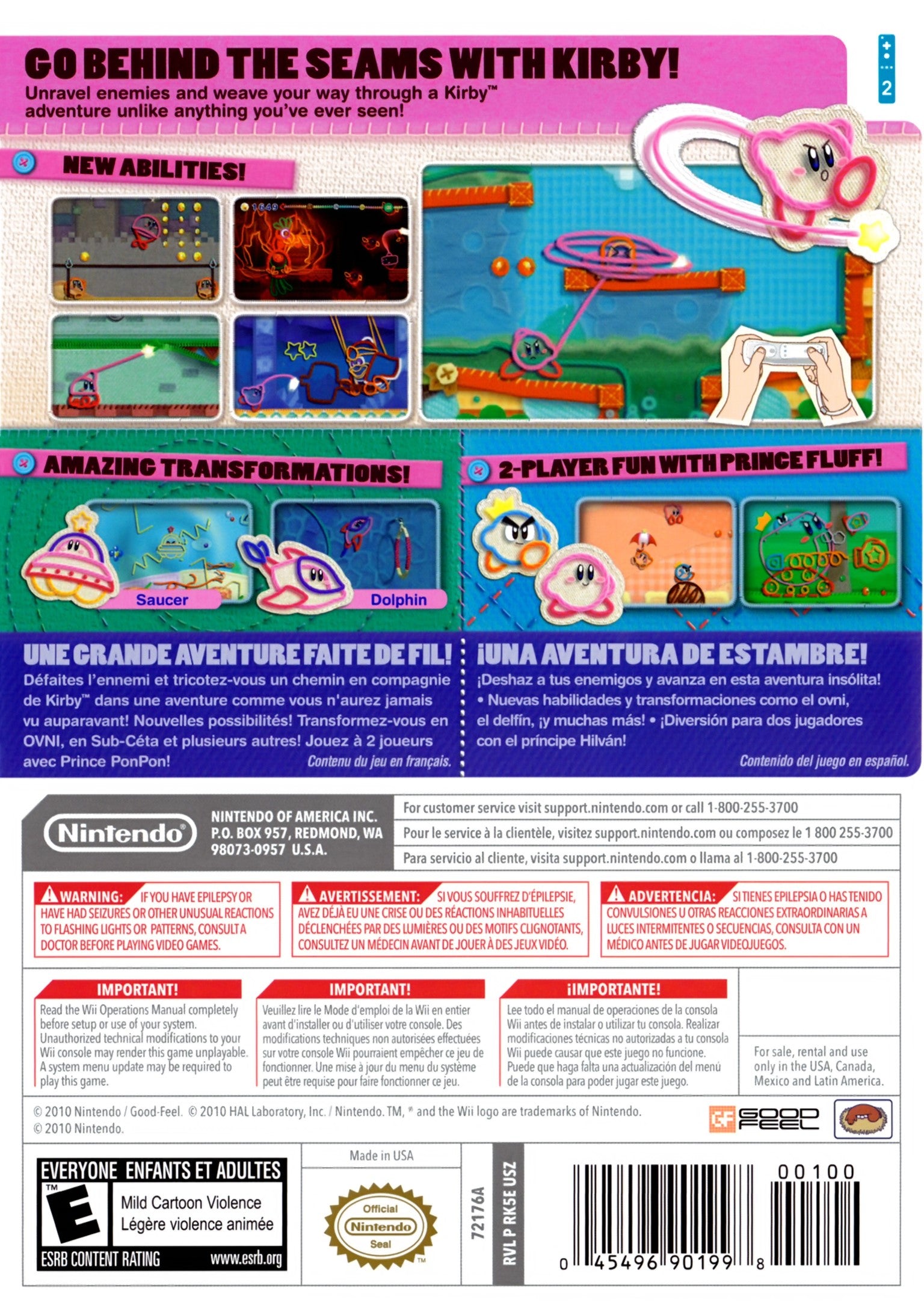 Kirby's Epic Yarn Wii - Video Game - Used - CaveGamers - Image 2
