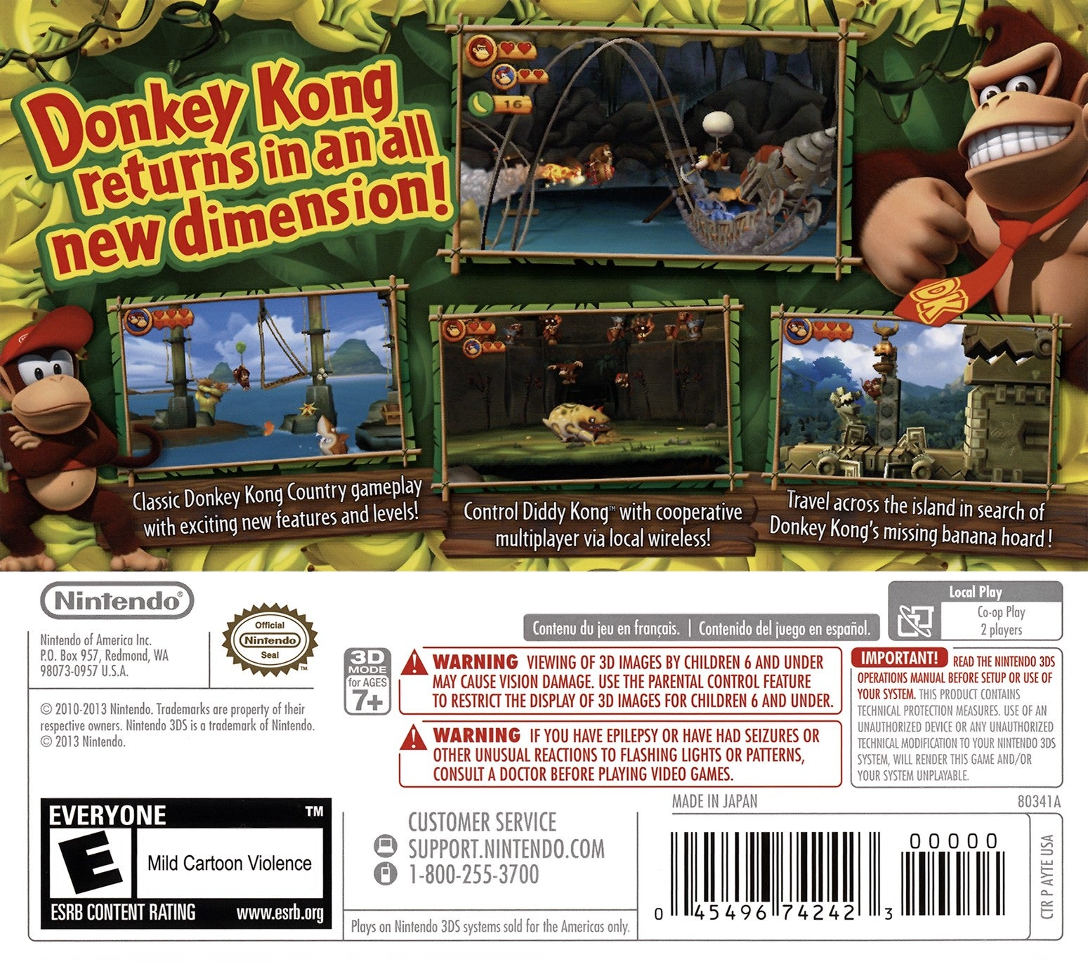Donkey Kong Country Returns 3D 3DS - Video Game - Used - CaveGamers - Image 2