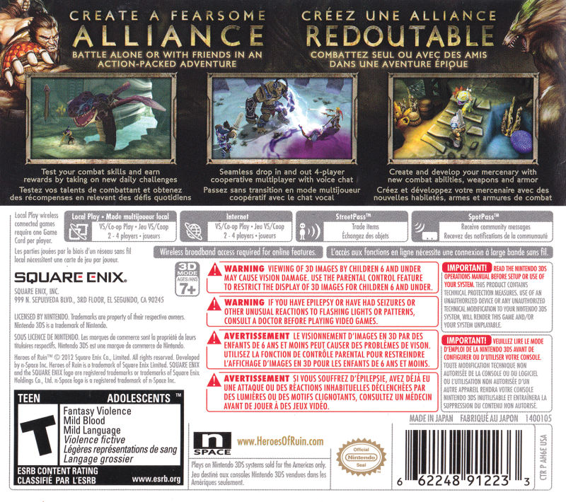 Heroes of Ruin 3DS - Video Game - Used - CaveGamers - Image 2