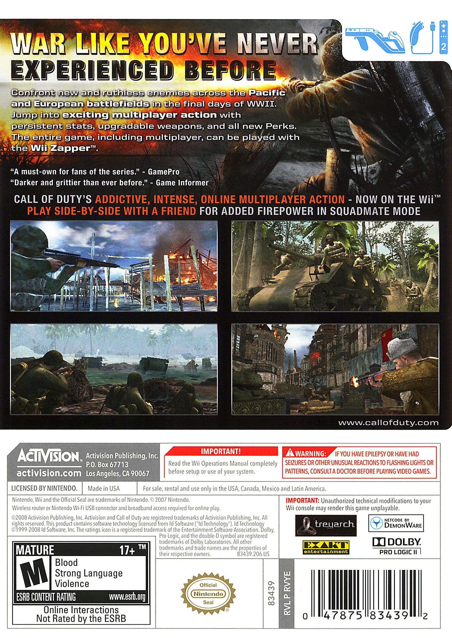 Call of Duty: World at War Wii - Video Game - Used - CaveGamers - Image 2