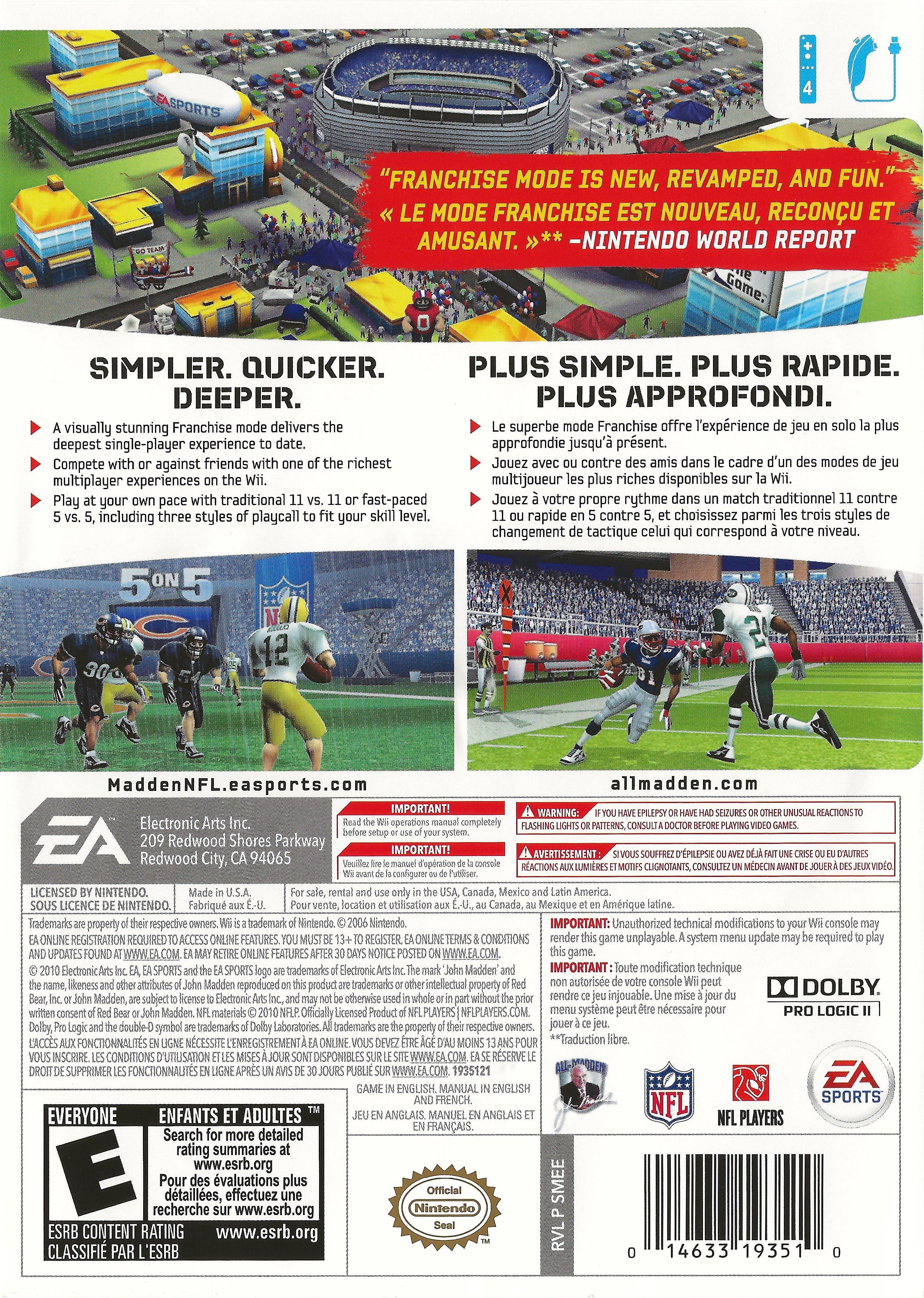 Madden NFL 11 Wii - Video Game - Used - CaveGamers - Image 2