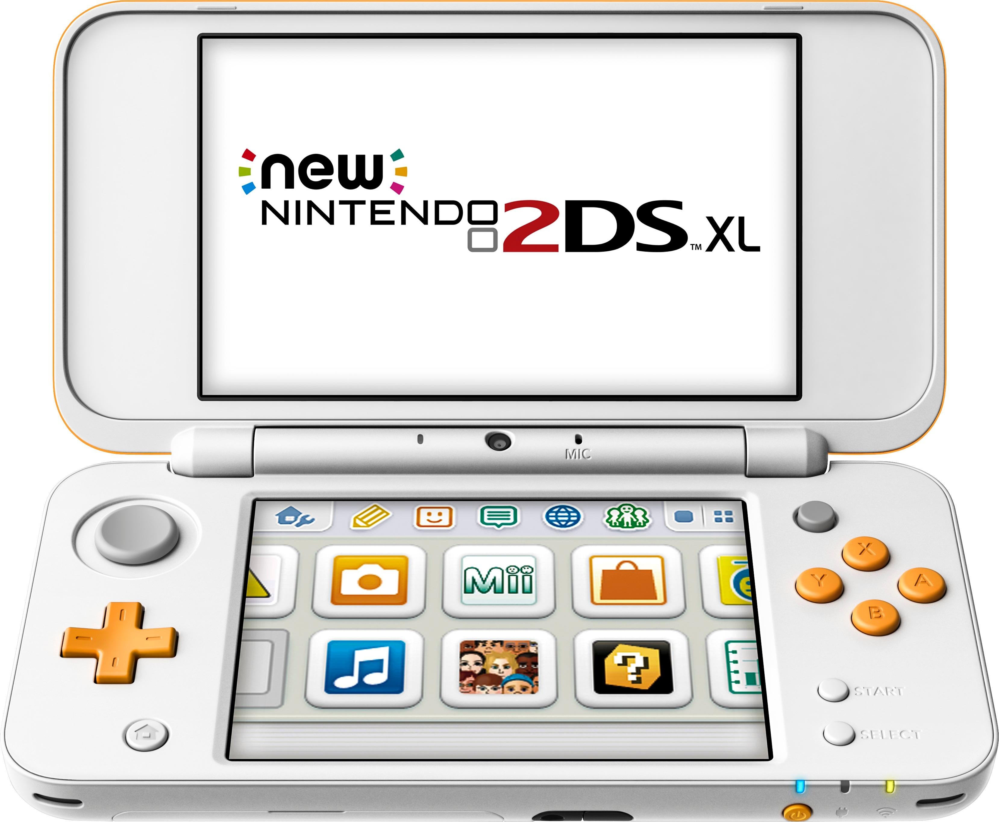 New Nintendo 2DS XL - White/Orange 3DS - Video Game System - Used - CaveGamers
