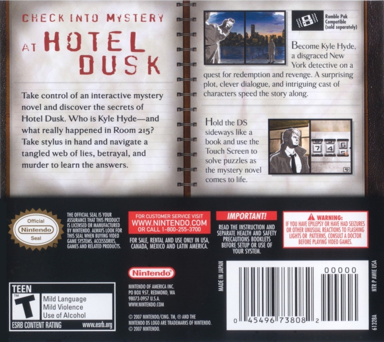 Hotel Dusk: Room 215 DS - Video Game - Used - CaveGamers - Image 2