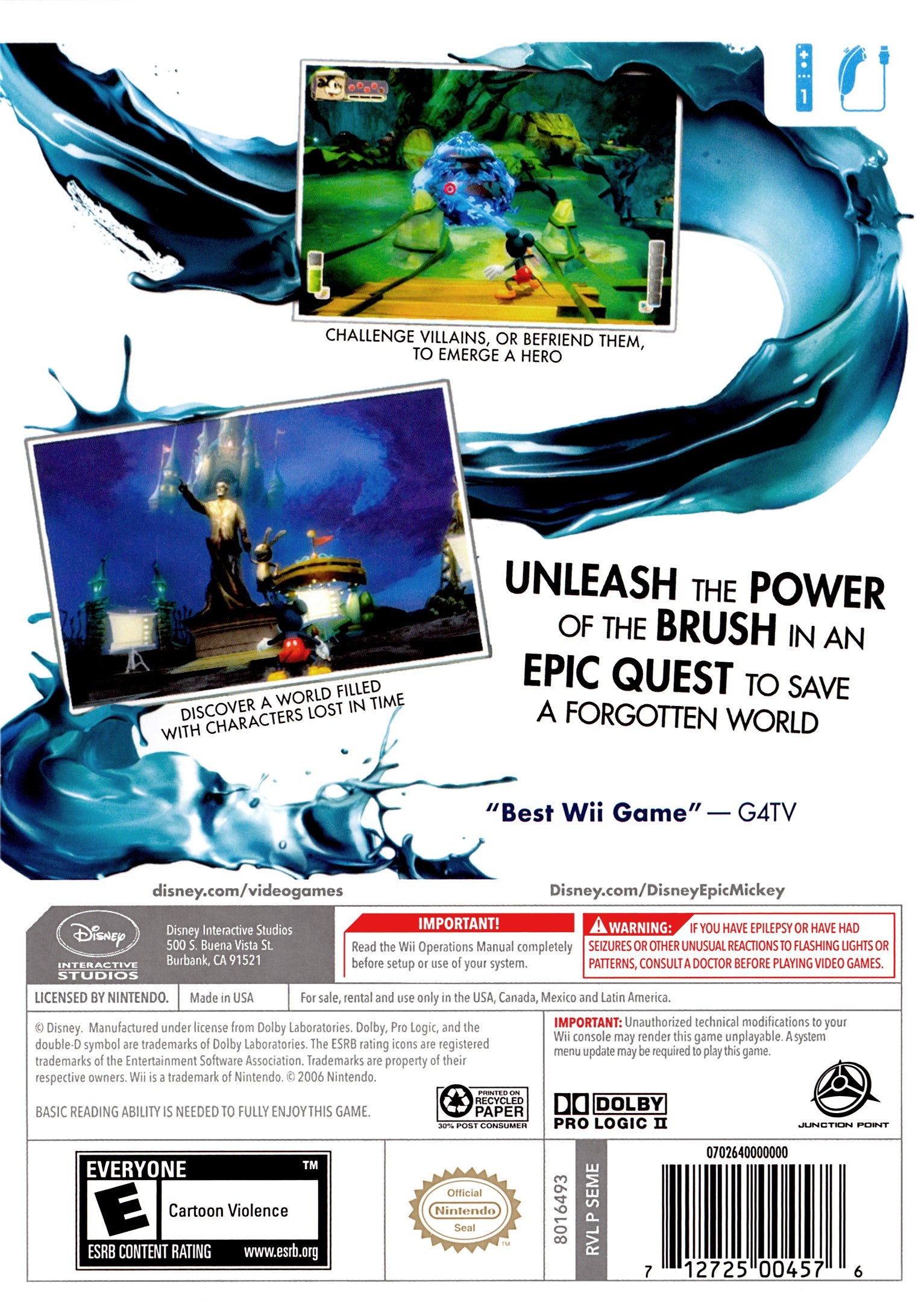 Disney Epic Mickey Wii - Video Game - Used - CaveGamers - Image 2