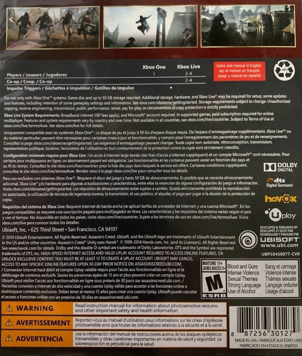 Assassin's Creed Unity Xbox One - Video Game - Used - CaveGamers - Image 2