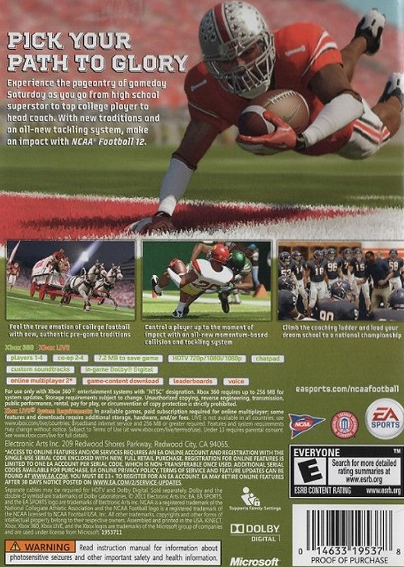 NCAA Football 12 Xbox 360 - Video Game - Used - CaveGamers - Image 2