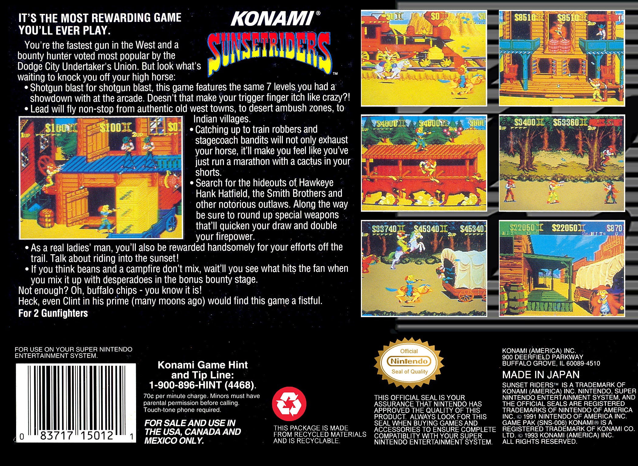 Sunset Riders SNES - Video Game - Used - CaveGamers - Image 2