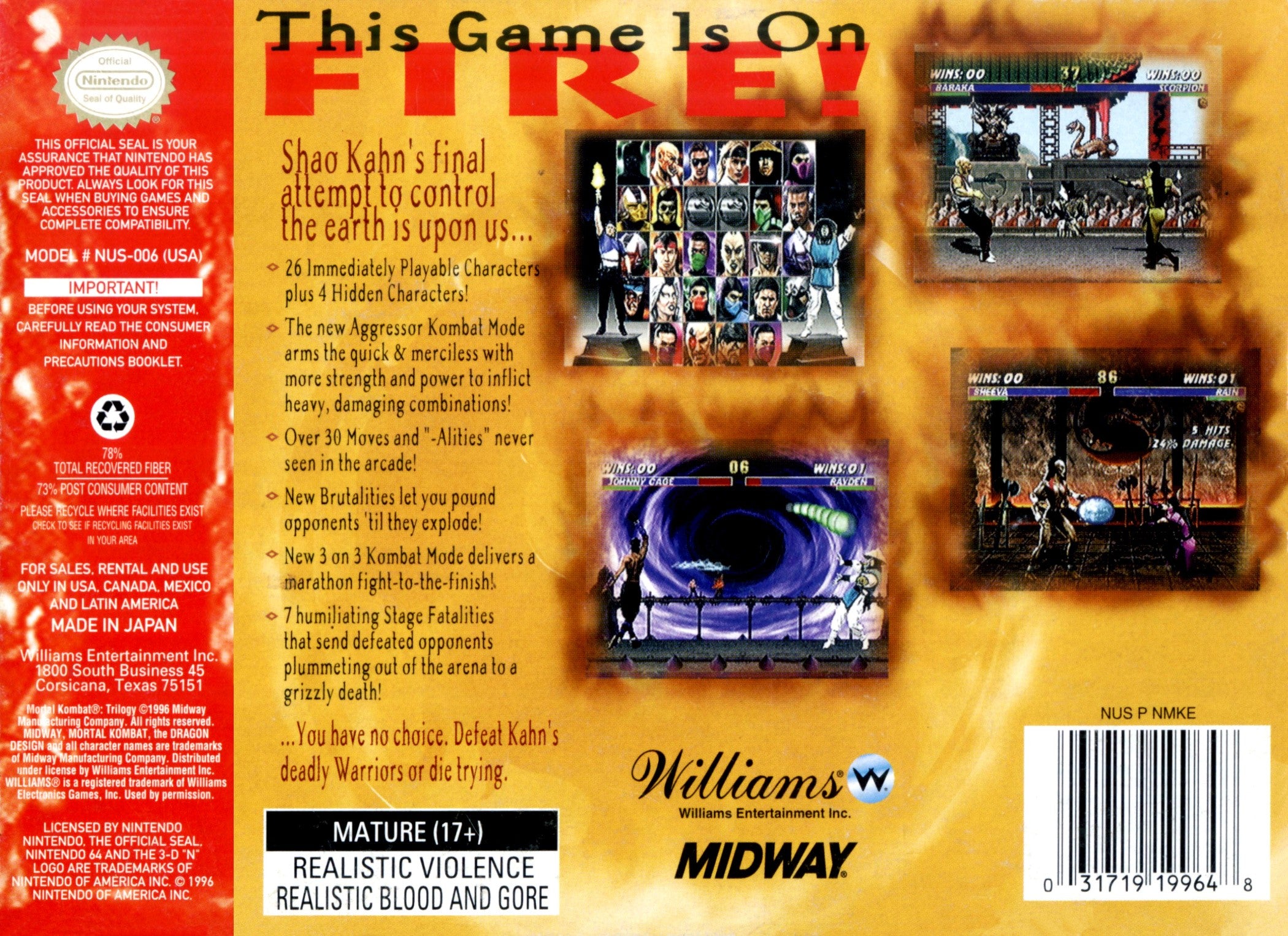 Mortal Kombat Trilogy N64 - Video Game - Used - CaveGamers - Image 2