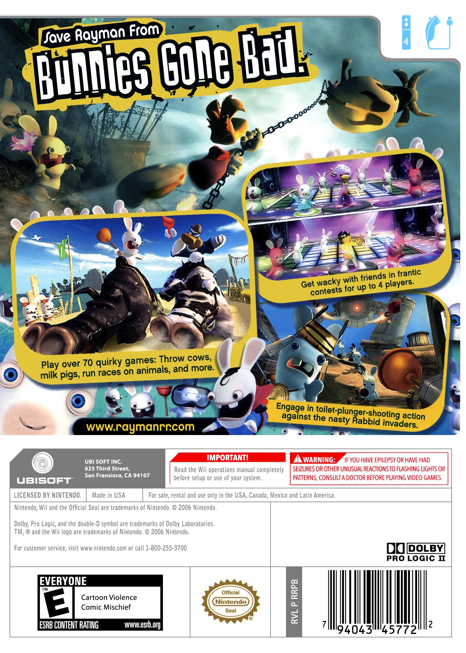 Rayman Raving Rabbids Wii - Video Game - Used - CaveGamers - Image 2