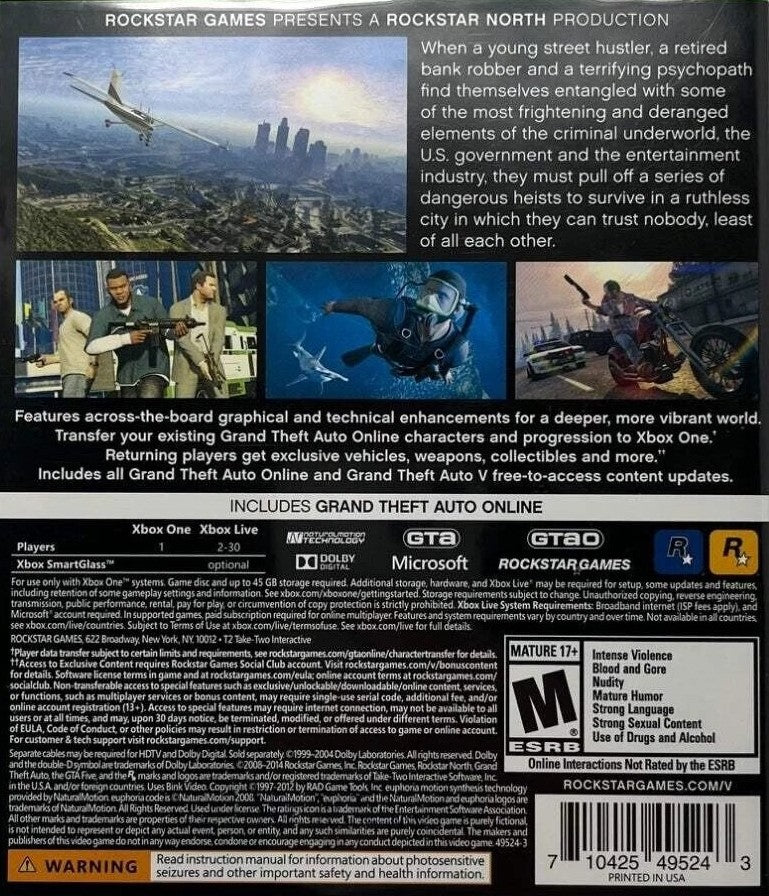 Grand Theft Auto V Xbox One - Video Game - Used - CaveGamers - Image 2