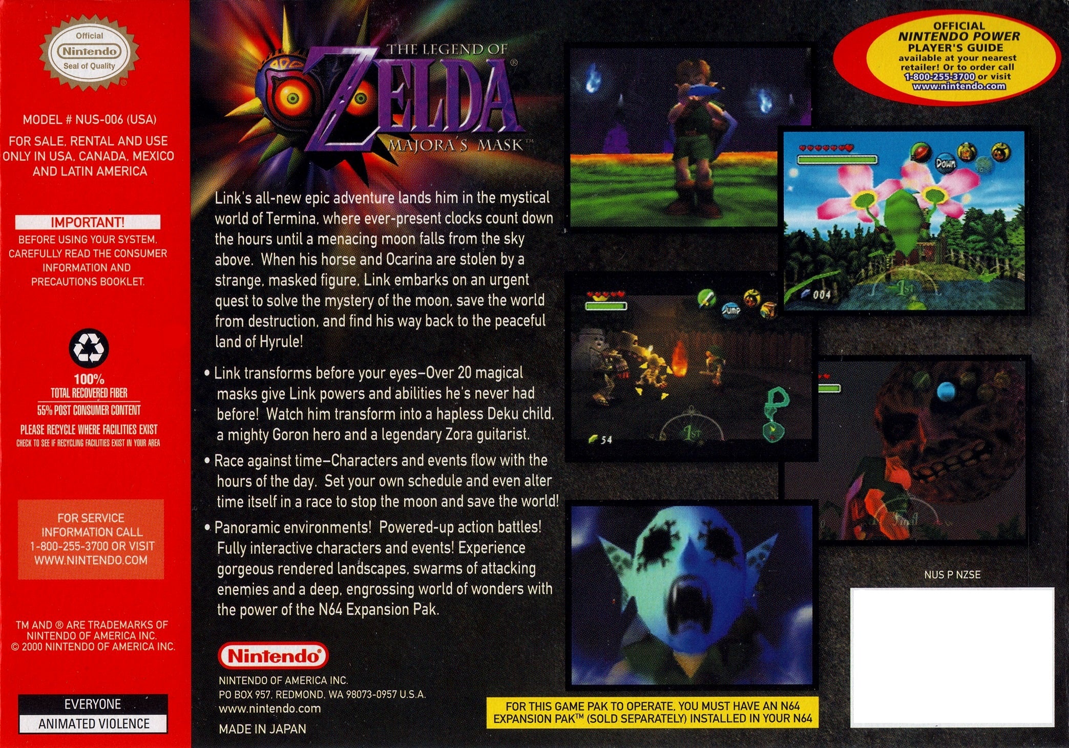 The Legend of Zelda: Majora's Mask (No Holo Label) N64 - Video Game - Used - CaveGamers - Image 2