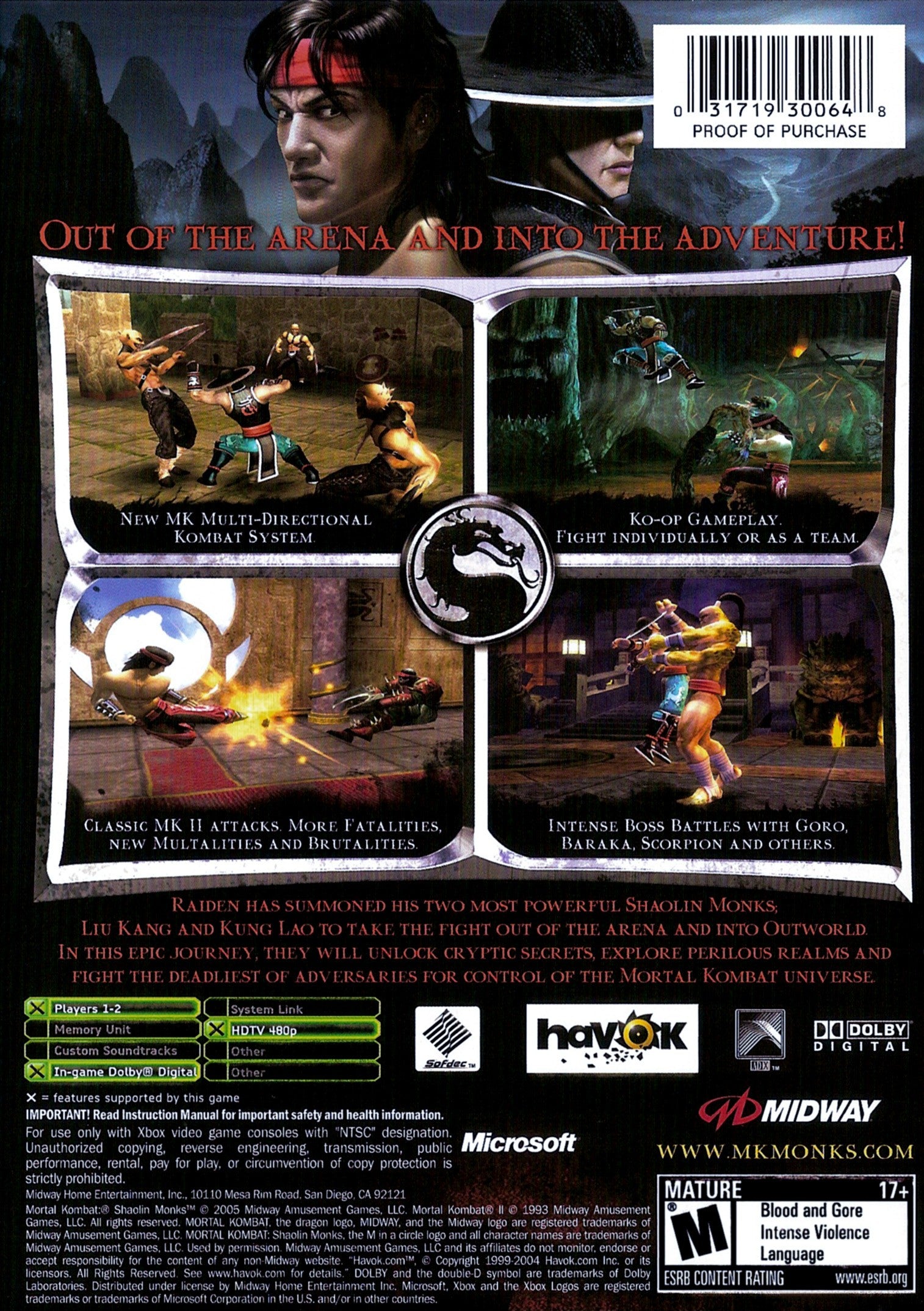 Mortal Kombat Shaolin Monks Xbox - Video Game - Used - CaveGamers - Image 2