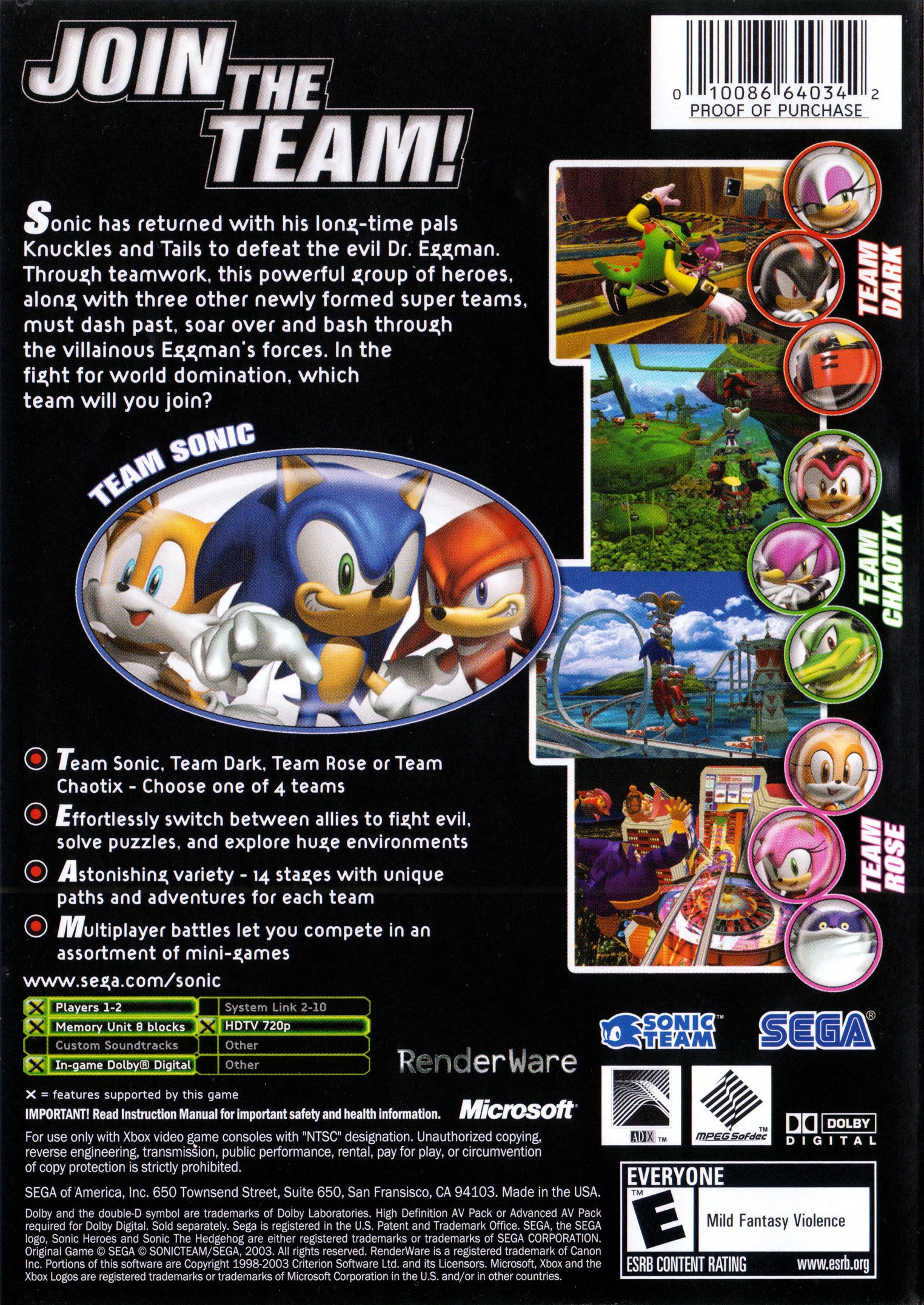 Sonic Heroes Xbox - Video Game - Used - CaveGamers - Image 2