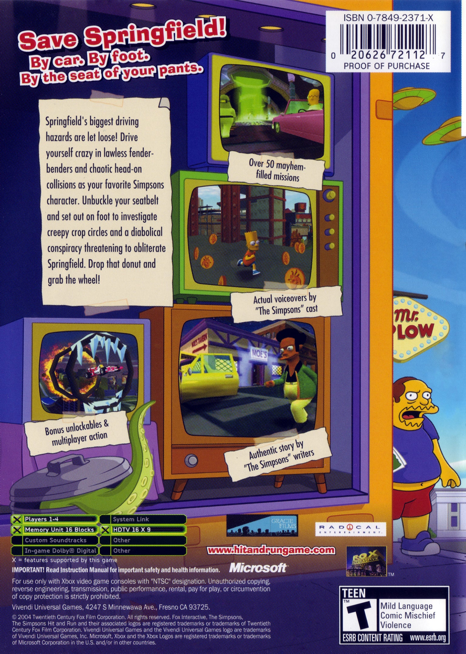 The Simpsons: Hit and Run Xbox - Video Game - Used - CaveGamers - Image 2