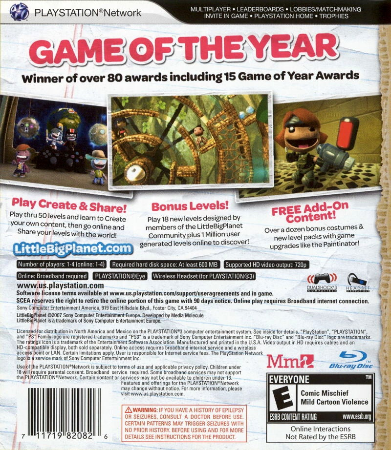 Little Big Planet Game of the Year Edition PS3 - Video Game - Used - CaveGamers - Image 2
