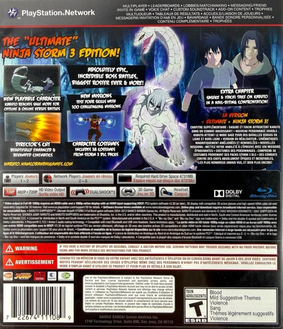 Naruto Shippuden Ultimate Ninja Storm 3 Full Burst PS3 - Video Game - Used - CaveGamers - Image 2