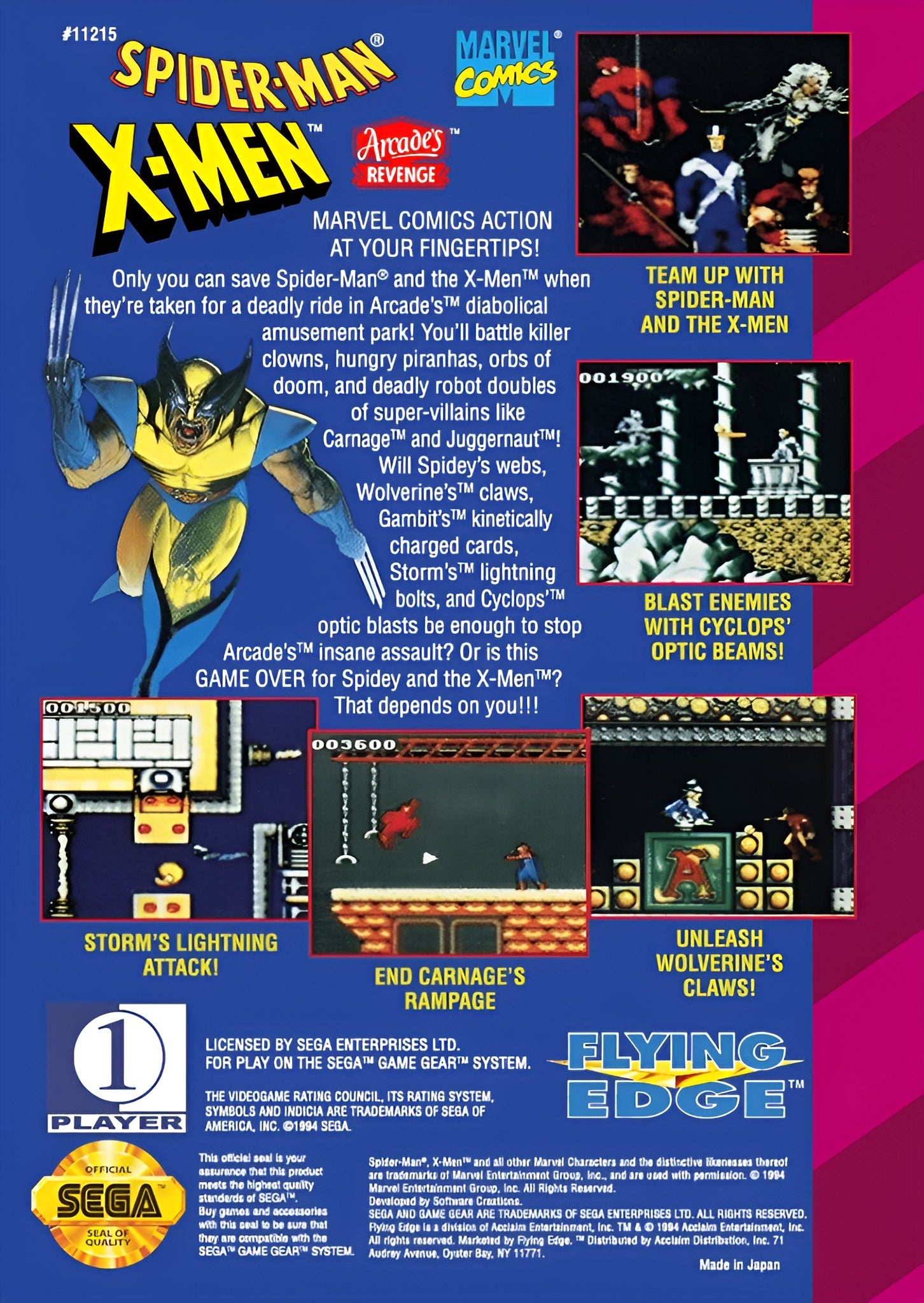 Spider-Man X-Men Arcade's Revenge GameGear - Video Game - Used - CaveGamers - Image 2