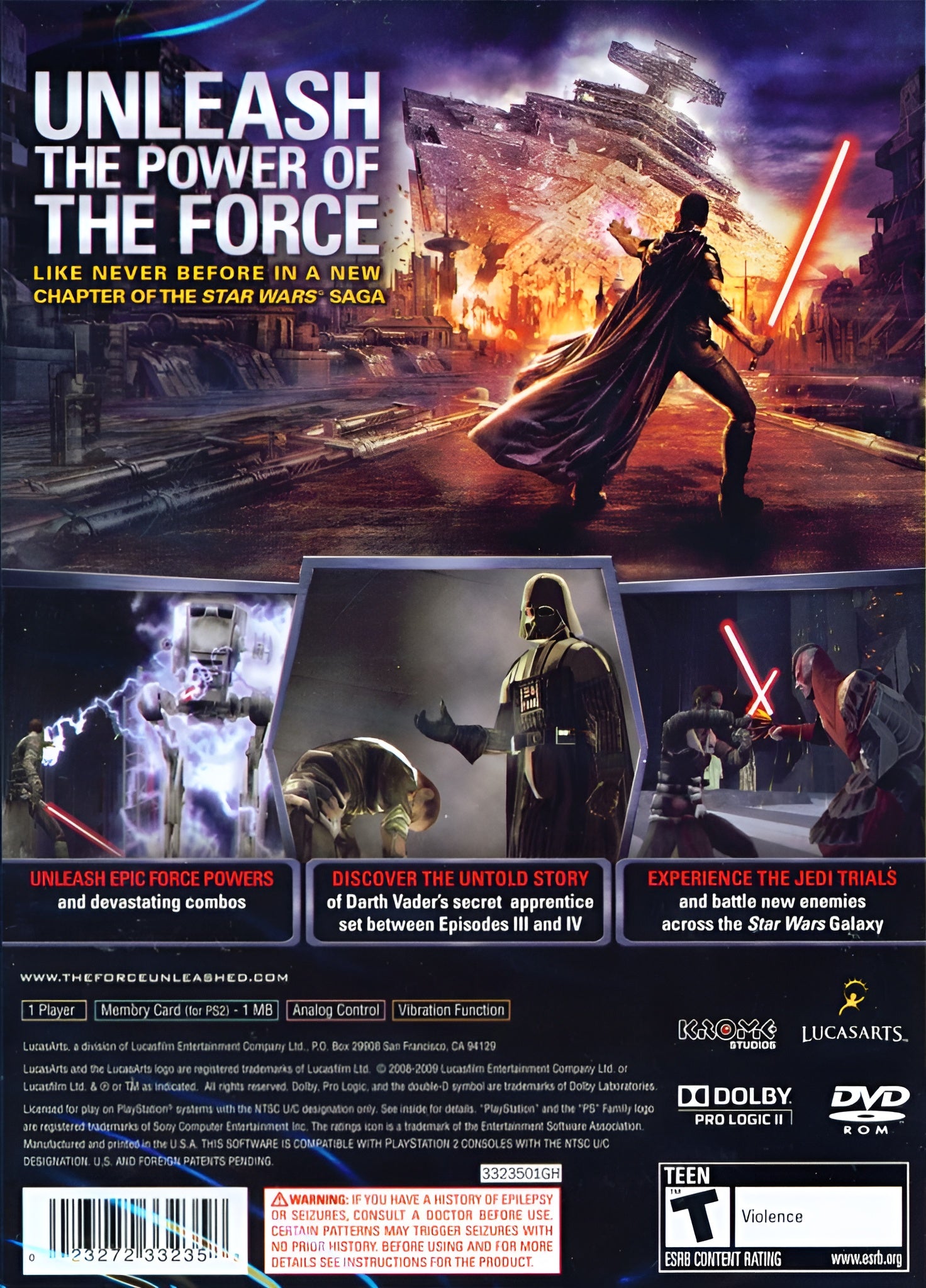 Star Wars: The Force Unleashed PS2 - Video Game - Used - CaveGamers - Image 2