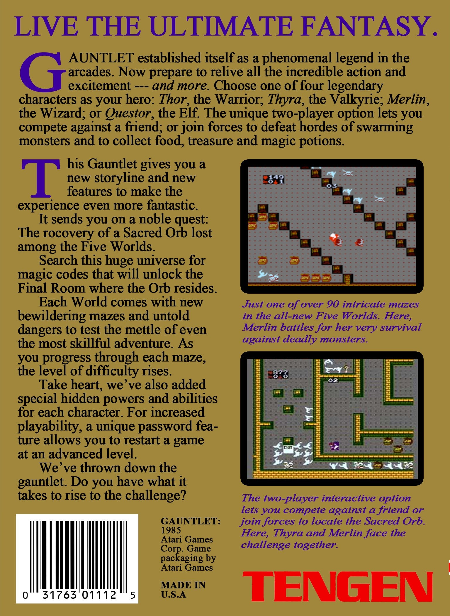 Gauntlet NES - Video Game - Used - CaveGamers - Image 2