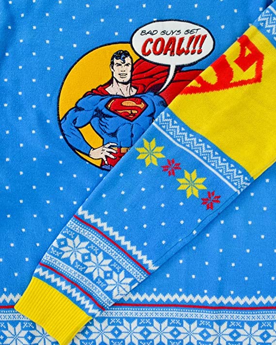 Superman 'Bad Guys Get Coal' Jumper / Ugly Christmas Sweater - XS - Apparel - New - CaveGamers - Image 3