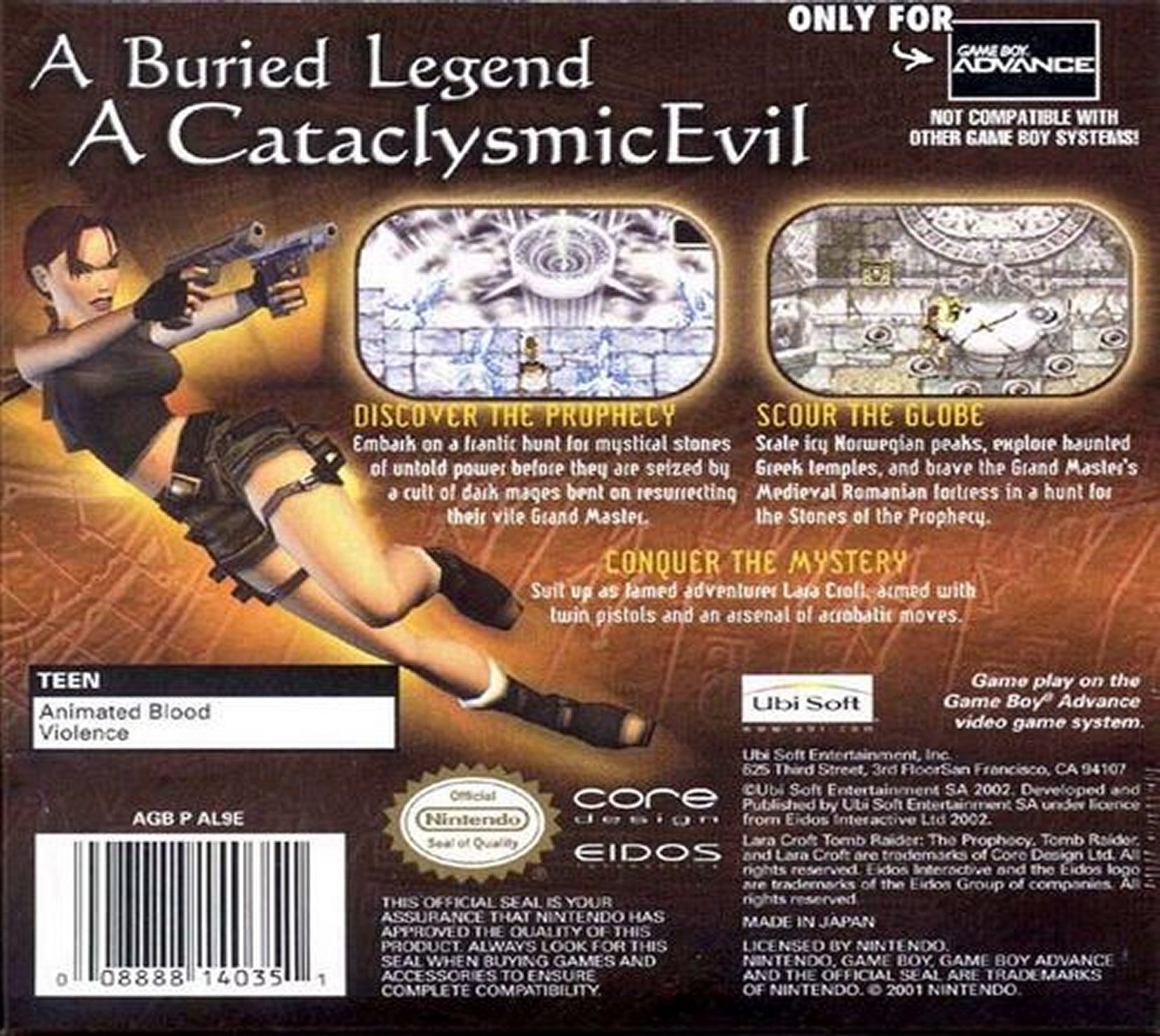 Tomb Raider: The Prophecy Game Boy Advance - Video Game - Used - CaveGamers - Image 2