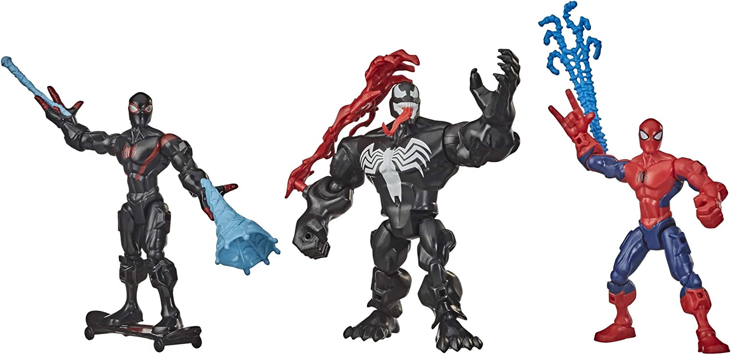 Web Slinging Venom Spider-Man Miles Morales - Marvel Super Hero Mashers 6" Action Figures - Toys - New - CaveGamers