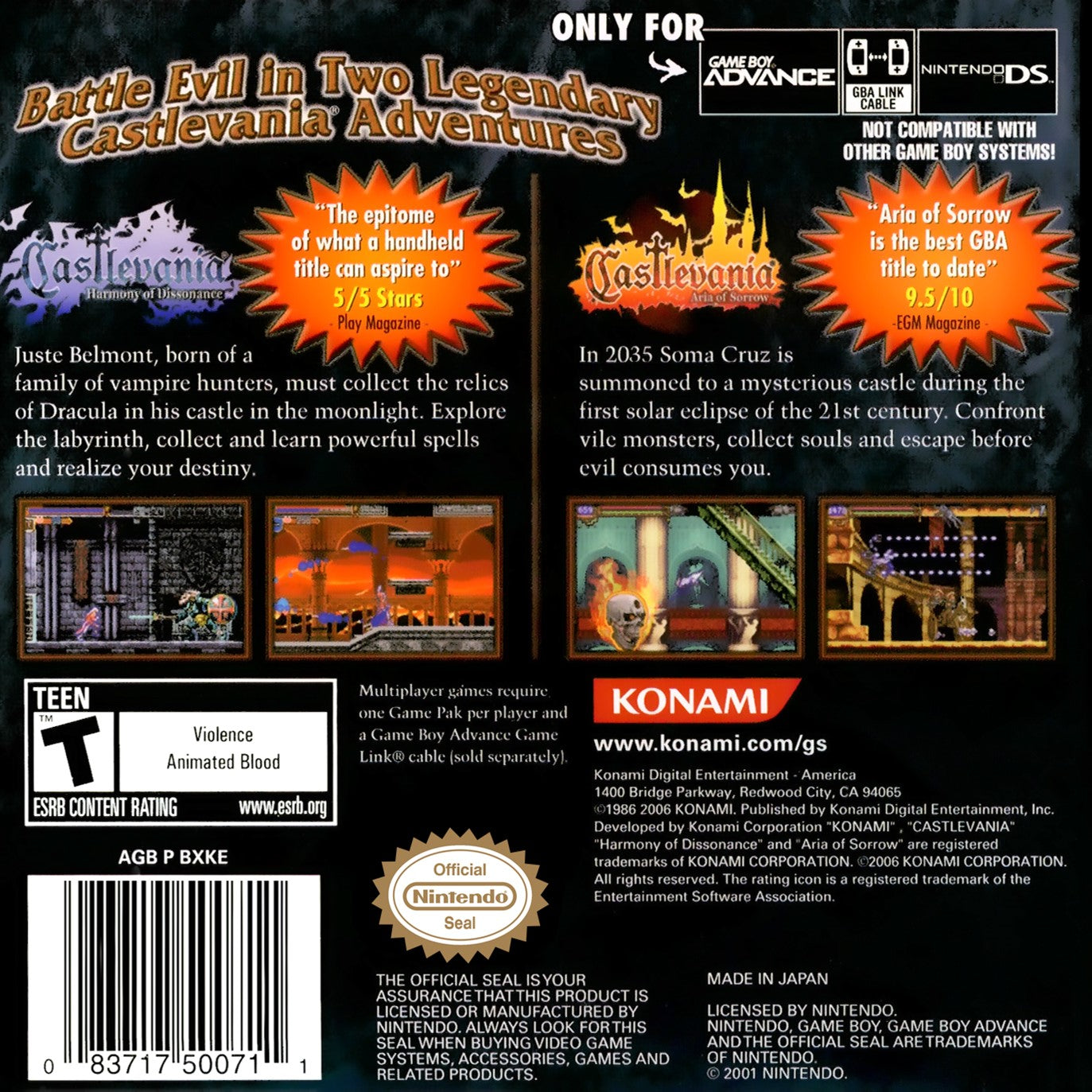Castlevania Double Pack: Aria of Sorrow / Harmony of Dissonance