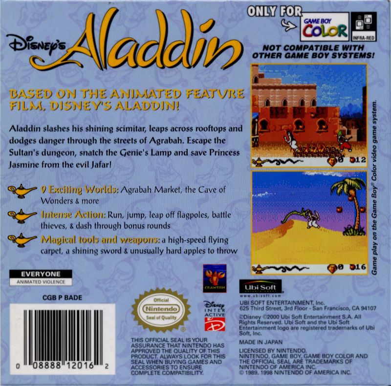 Disney's Aladdin Game Boy Color - Video Game - Used - CaveGamers - Image 2