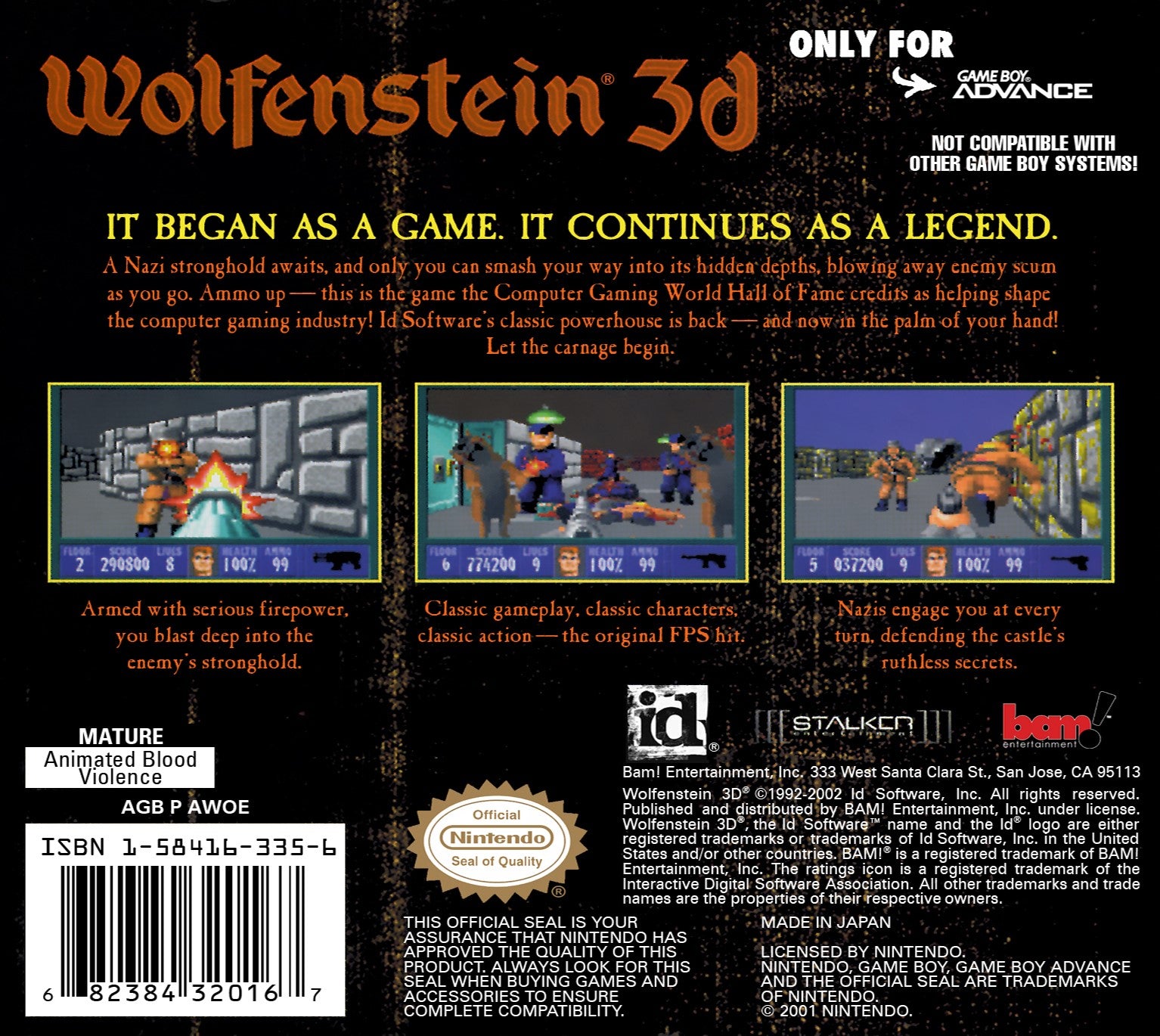 Wolfenstein 3D Game Boy Advance - Video Game - Used - CaveGamers - Image 2