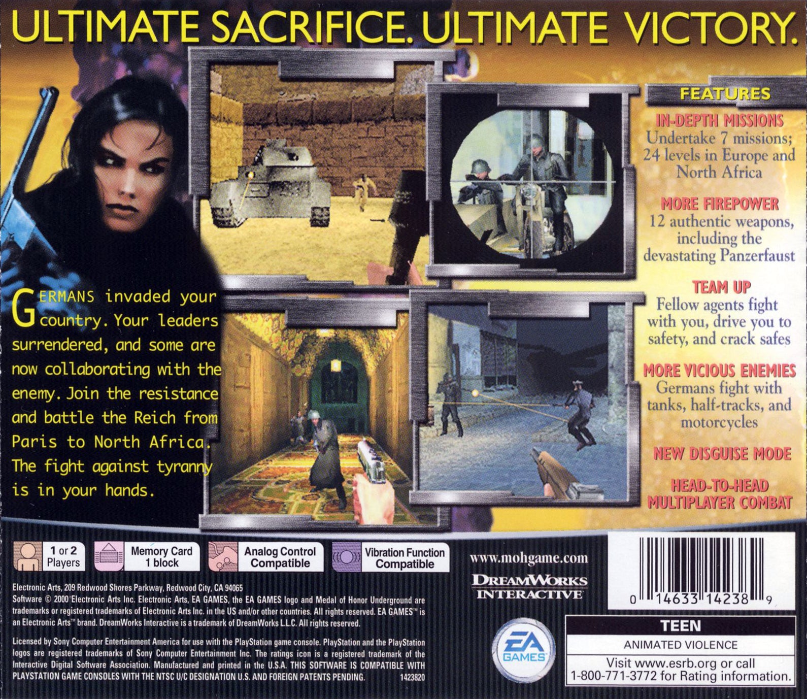 Medal of Honor Underground Playstation - Video Game - Used - CaveGamers - Image 2