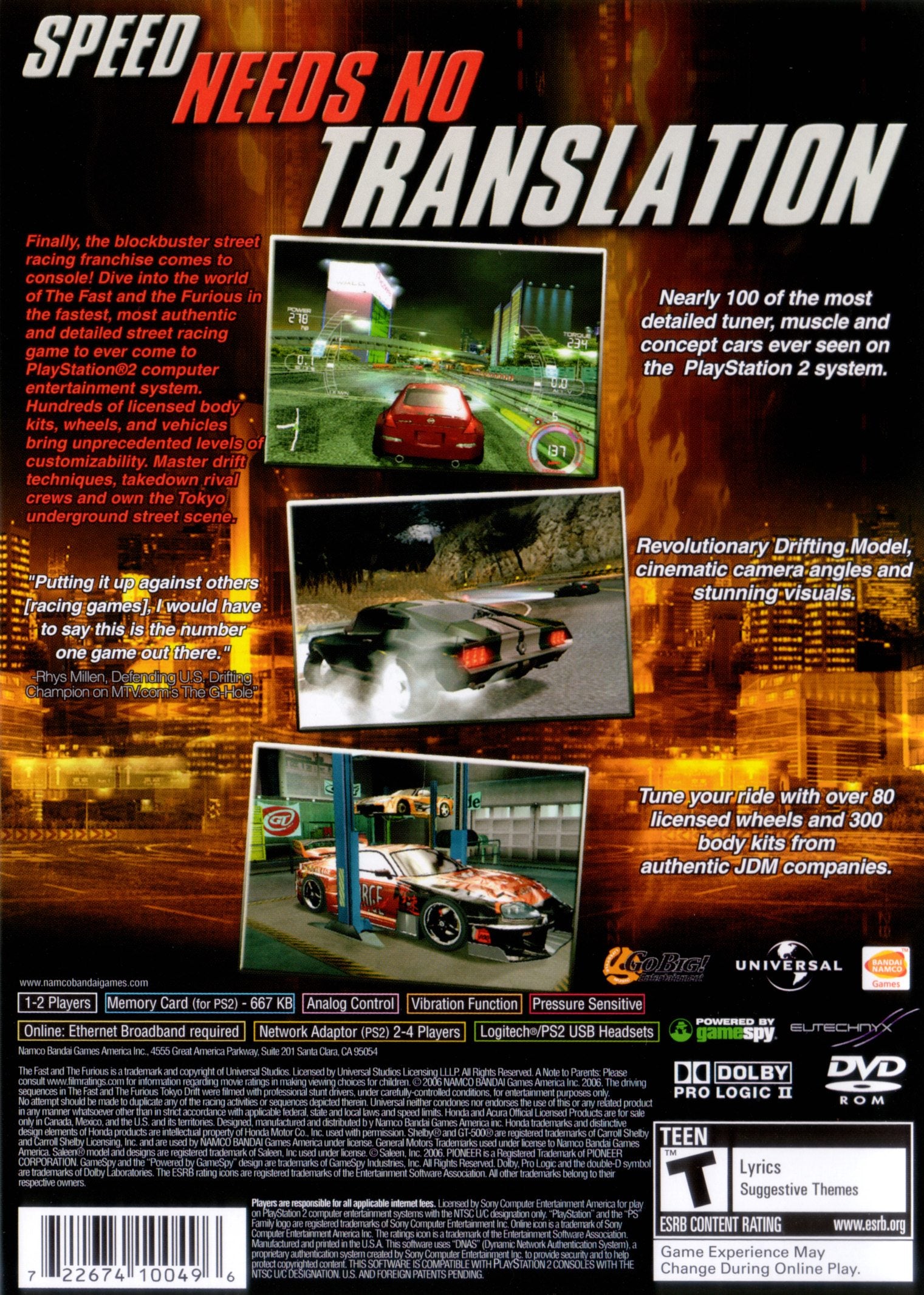 Fast and the Furious PS2 - Video Game - Used - CaveGamers - Image 2