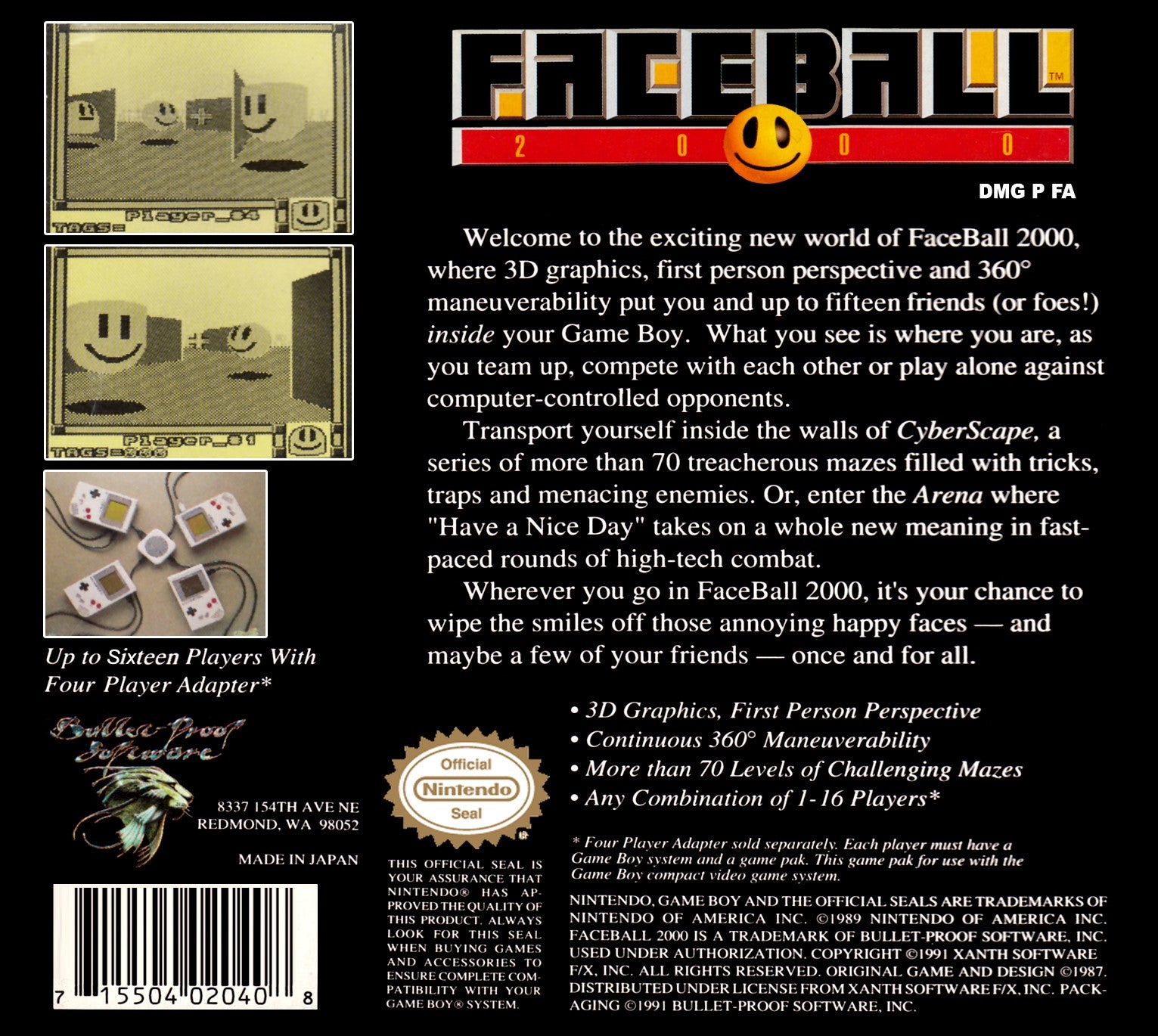 Faceball 2000 Game Boy - Video Game - Used - CaveGamers - Image 2