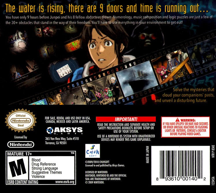 9 Hours, 9 Persons, 9 Doors DS - Video Game - Used - CaveGamers - Image 2