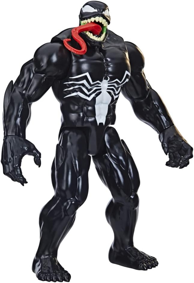 Spider-Man Maximum Venom Titan Hero Venom Action Figure, Inspired by The Marvel Universe, Blast Gear-Compatible Back Port, Ages 4 and Up , Black