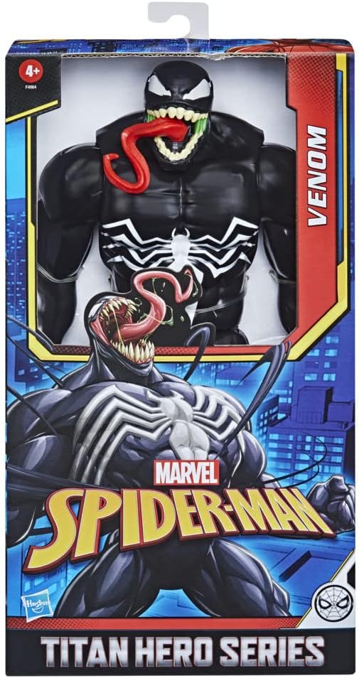 Spider-Man Maximum Venom Titan Hero Venom Action Figure, Inspired by The Marvel Universe, Blast Gear-Compatible Back Port, Ages 4 and Up , Black