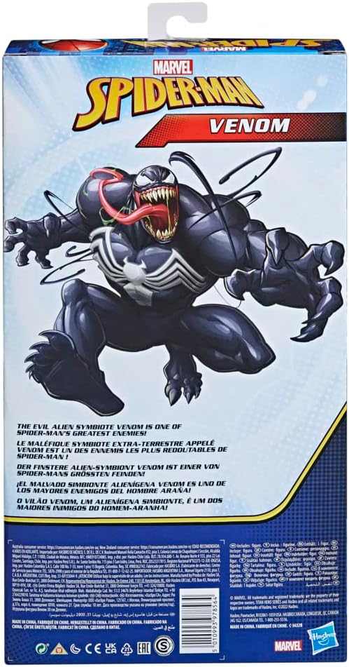 Spider-Man Maximum Venom Titan Hero Venom Action Figure, Inspired by The Marvel Universe, Blast Gear-Compatible Back Port, Ages 4 and Up , Black