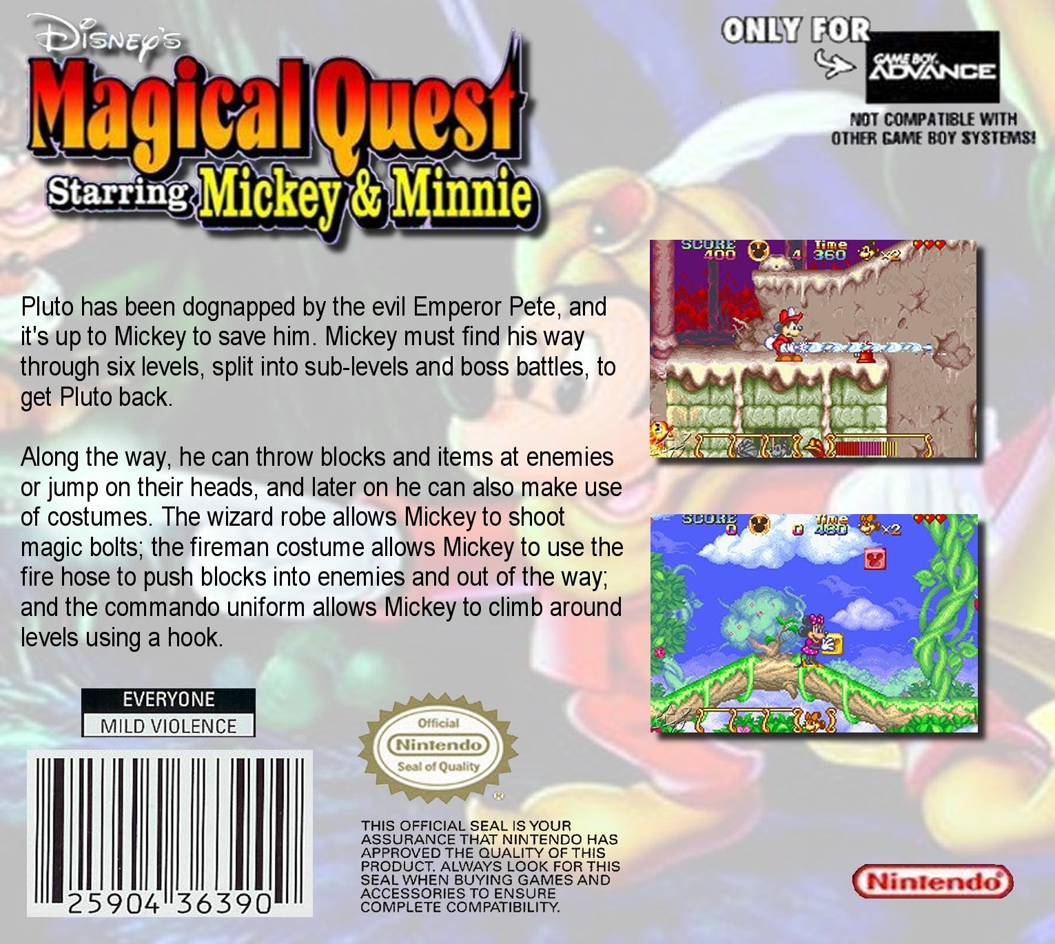 Disney's Magical Quest Starring Minnie & Mickey Game Boy Advance - Video Game - Used - CaveGamers - Image 2