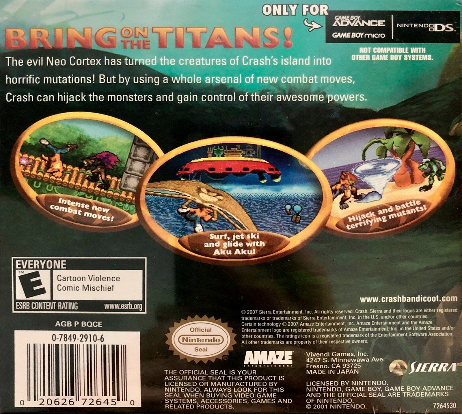 Crash of the Titans Game Boy Advance - Video Game - Used - CaveGamers - Image 2