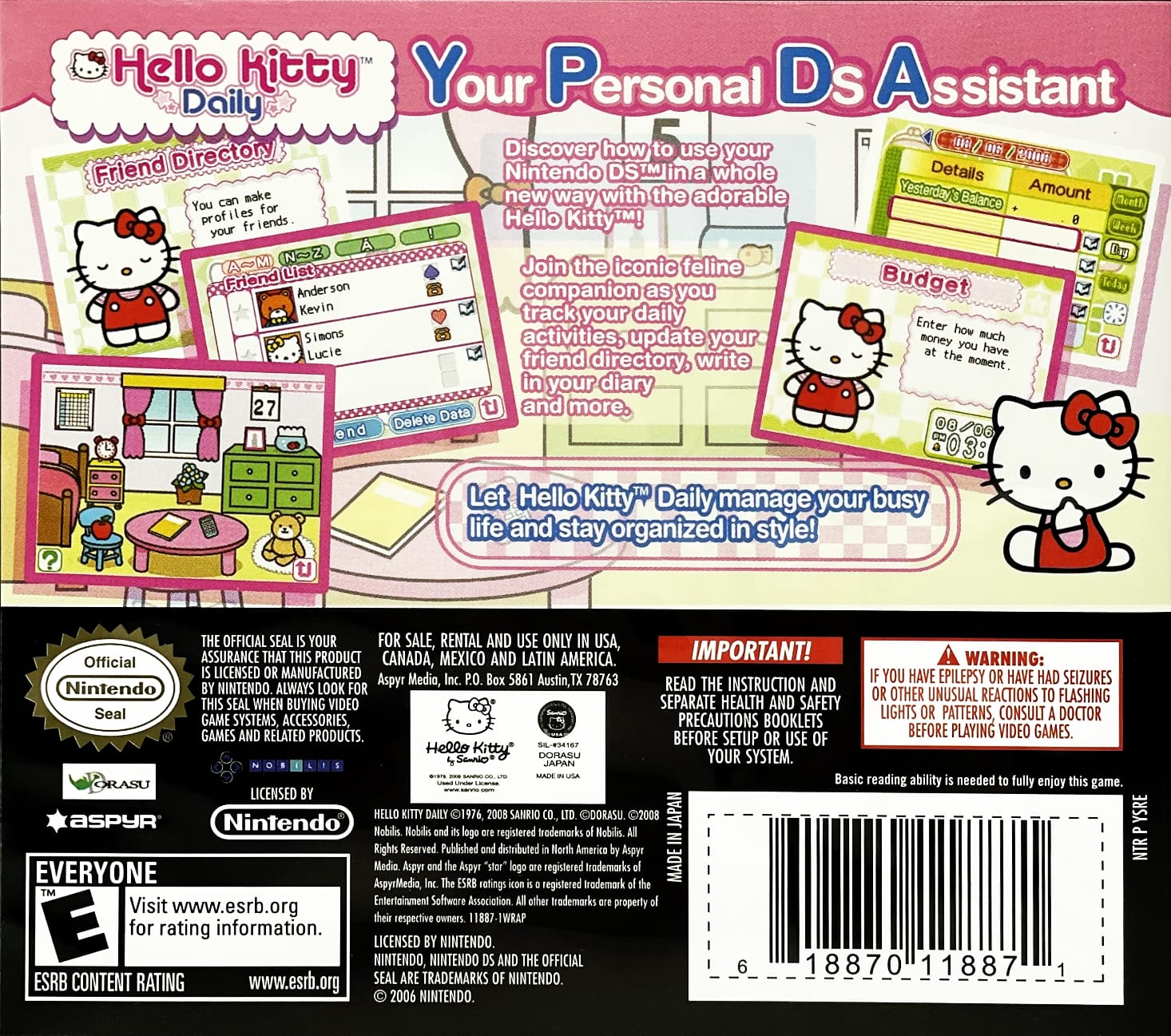 Hello Kitty Daily DS - Video Game - Used - CaveGamers - Image 2